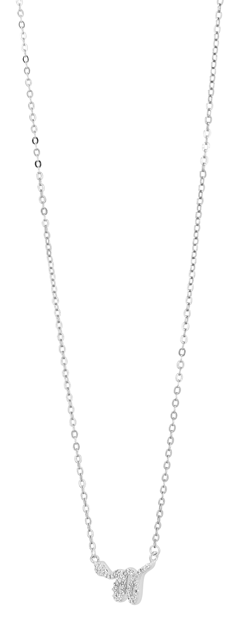 "Hylja" 925/- Echt Silber Kette mit Anhänger, silberfarben, Schlange, Zirkonia, 42 + 3 cm