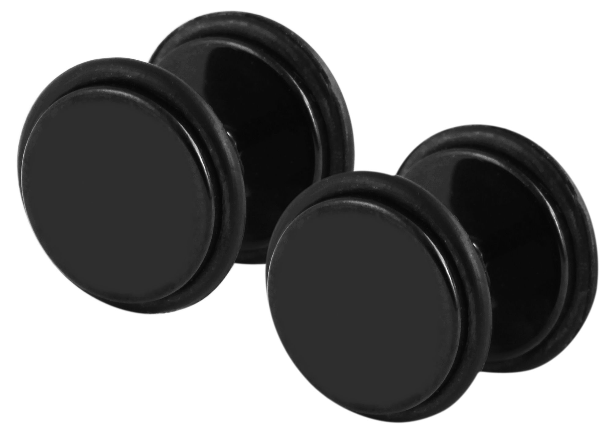 "Camilo" - Fake Plugs mit Schraubverschluss, Edelstahl, schwarz