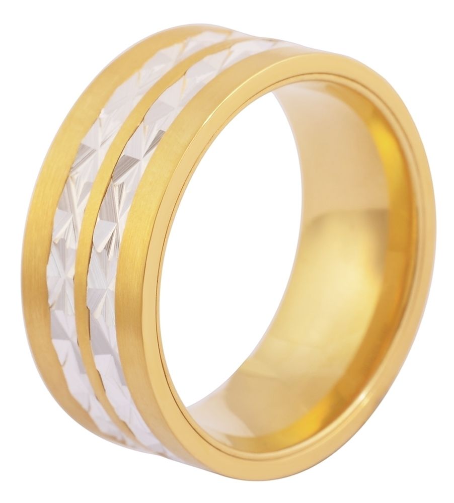 "Dahab", Edelstahl Herrenring, bicolor goldfarben/silberfarben, 58-68