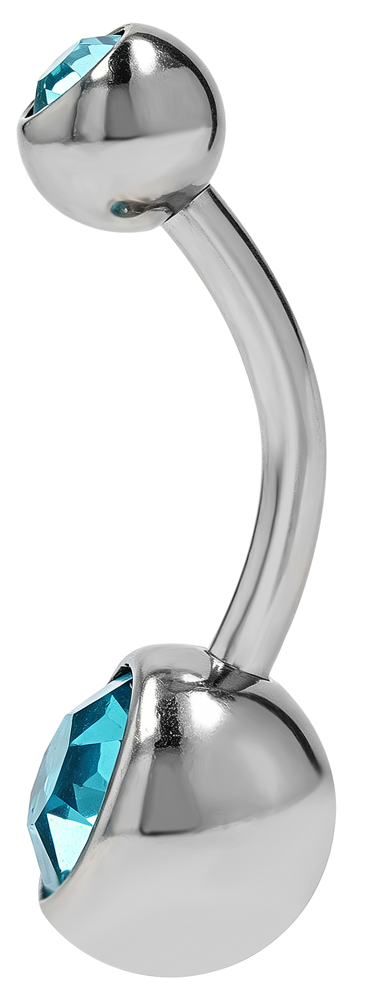"Sariye" Edelstahl-Bronze Bauchnabelpiercing, VE6, 10 mm/ Stärke 1,8 mm, hellblau