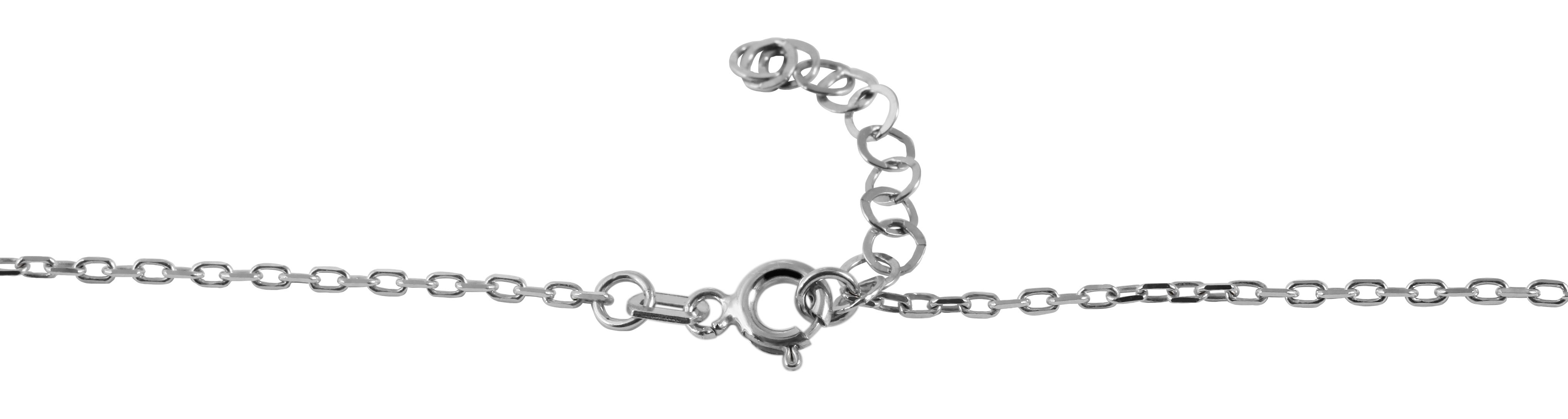 333/- Gold "Ailien" Kette mit Anhänger, Herz, Zirkoniabesatz, 8 Karat Weißgold