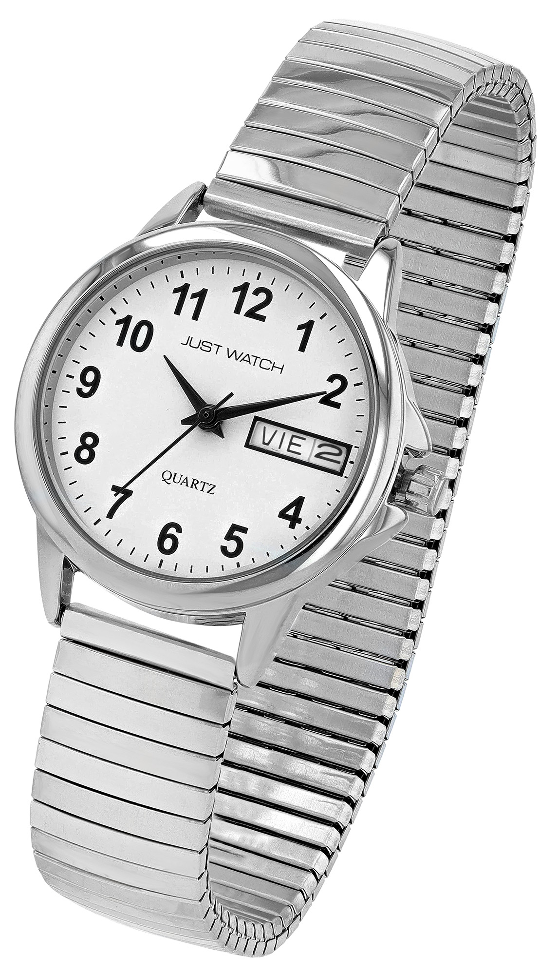 Just Watch "Agnes" Damenuhr Ø 29 mm, Edelstahl Zugband, silberfarben/ weiß