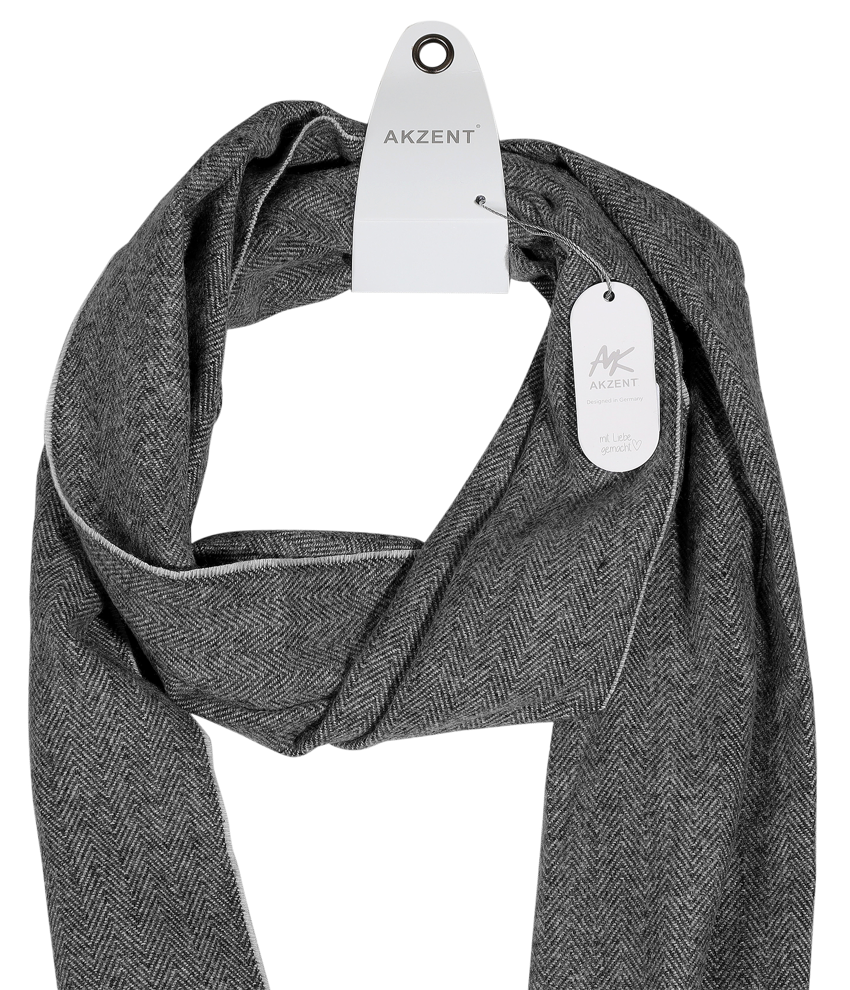 Herren Winterschal, unifarben mit Fischgrätenmuster (grau) 100% Polyester VE 4