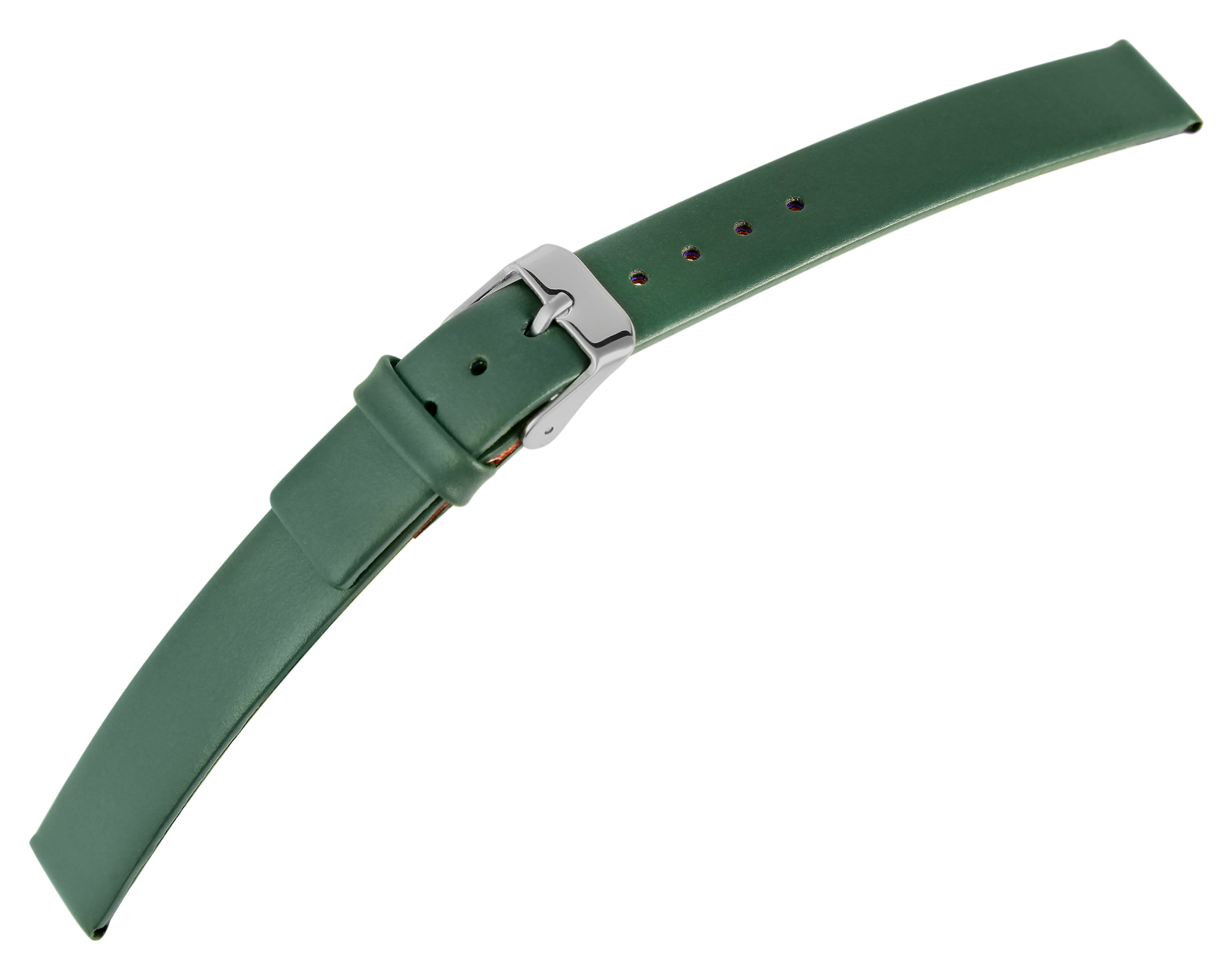 Echtleder-Uhrenarmband, nahtlos, dunkelgrün, 14 mm