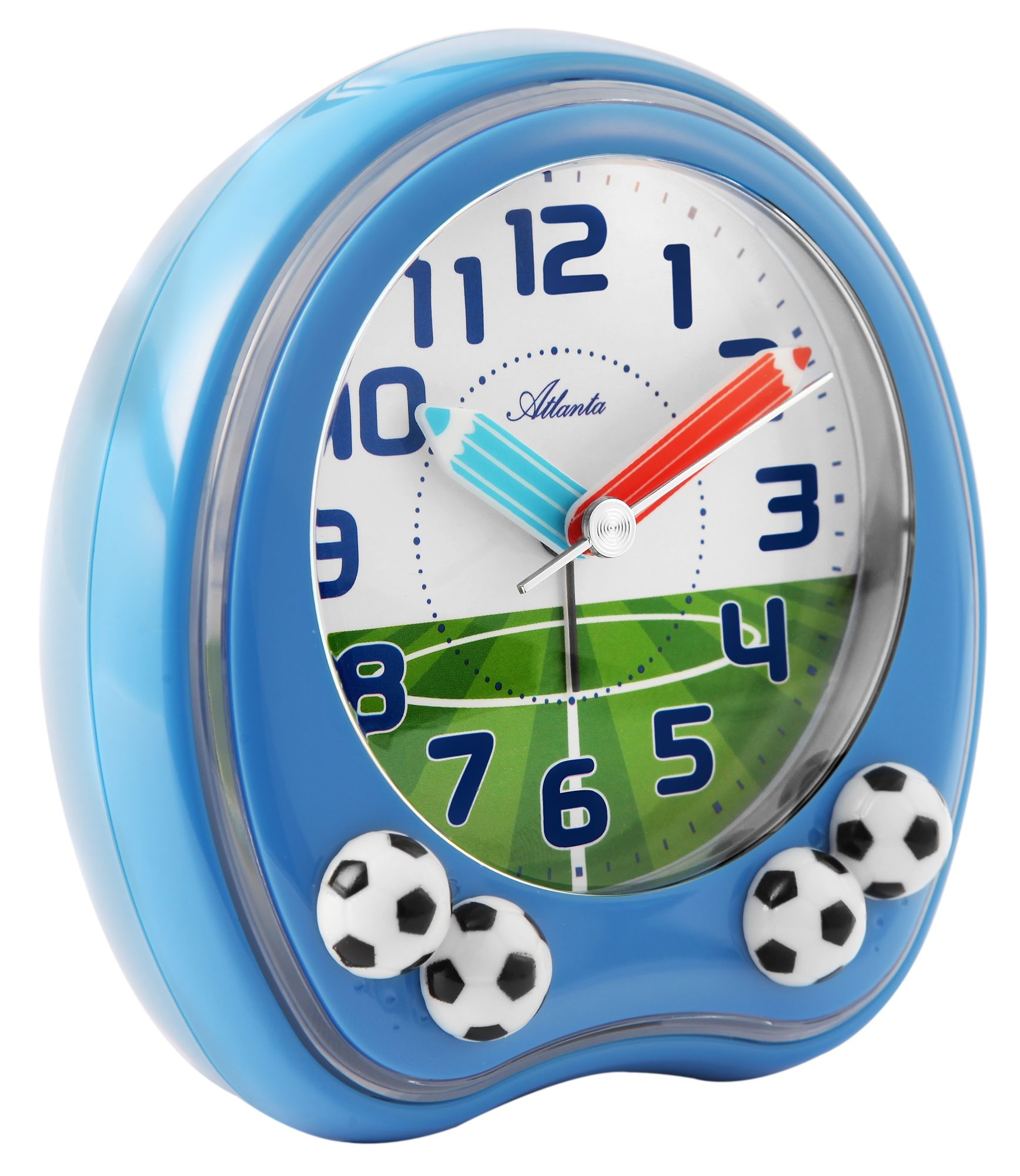 Quarz Kinderwecker mit Fußballmotiven