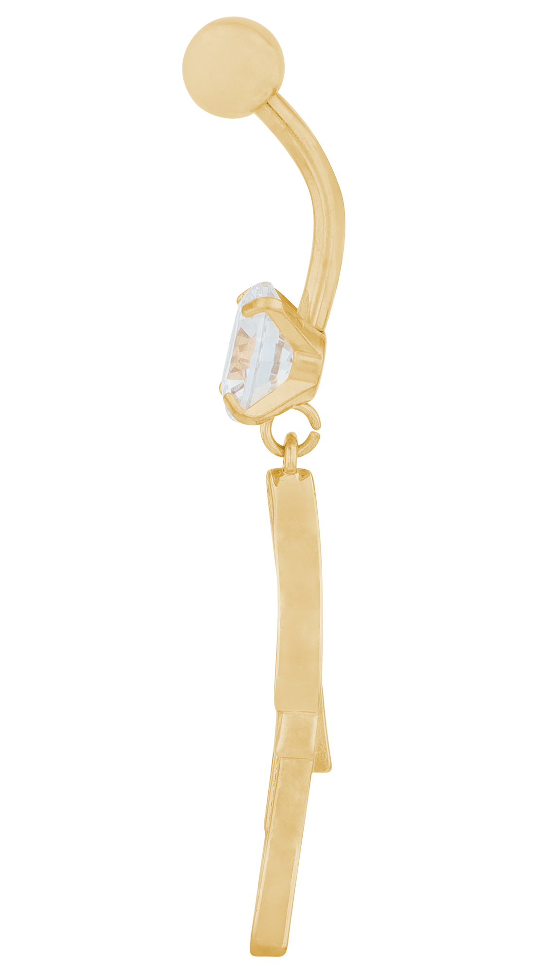 "Elane" Edelstahl-Bronze Bauchnabelpiercing, Stablänge 11 mm/ Stabstärke 2 mm, Flügel, Zirkonia, goldfarben