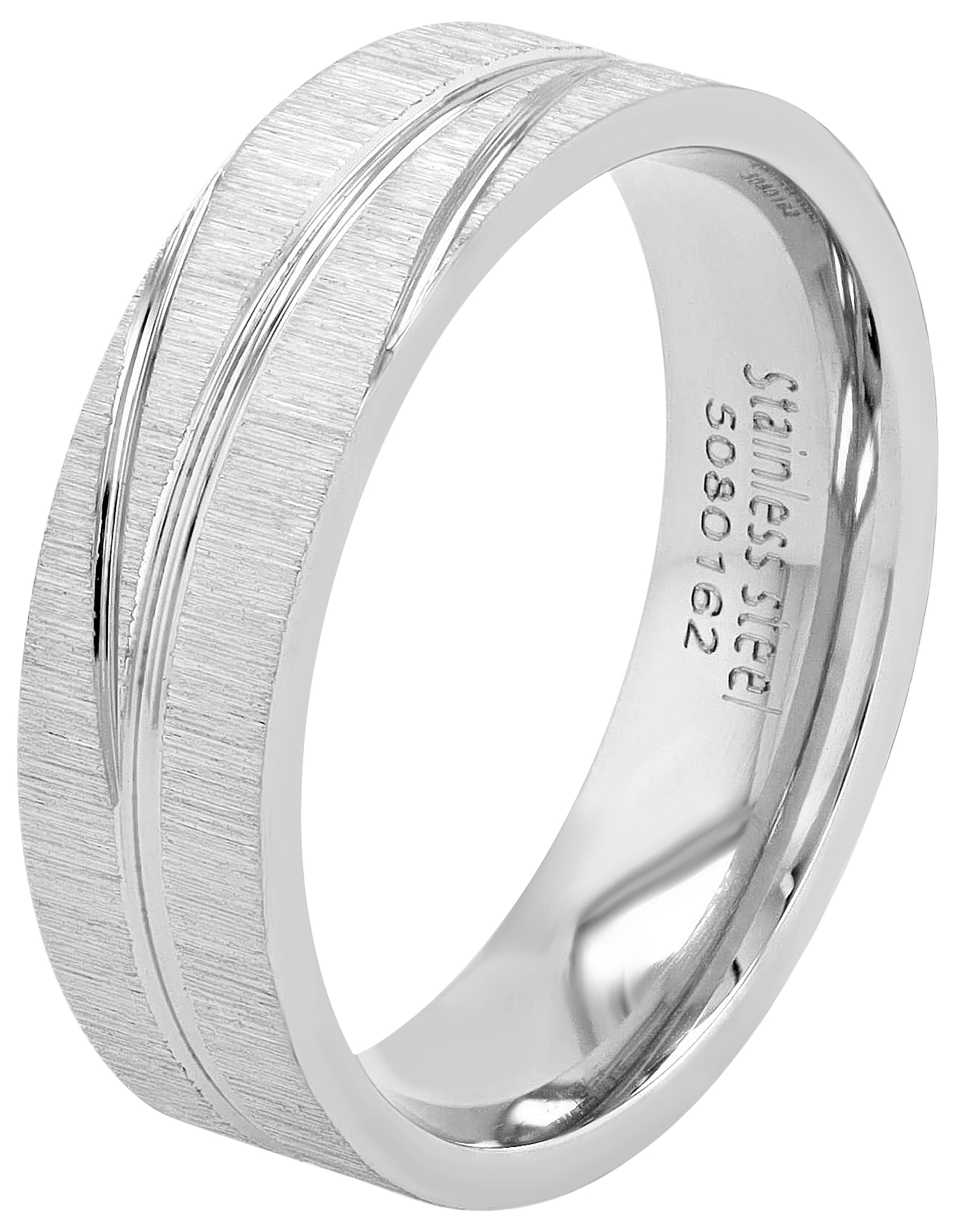 "Classico" Herren-Ring, Edelstahl, gebürstet, silberfarben, Gr 54
