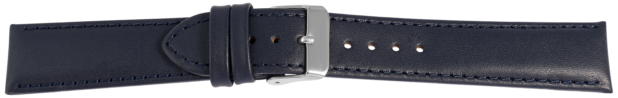 Echtleder-Uhrenarmband "super-soft", dunkelblau, Naht, 22 mm