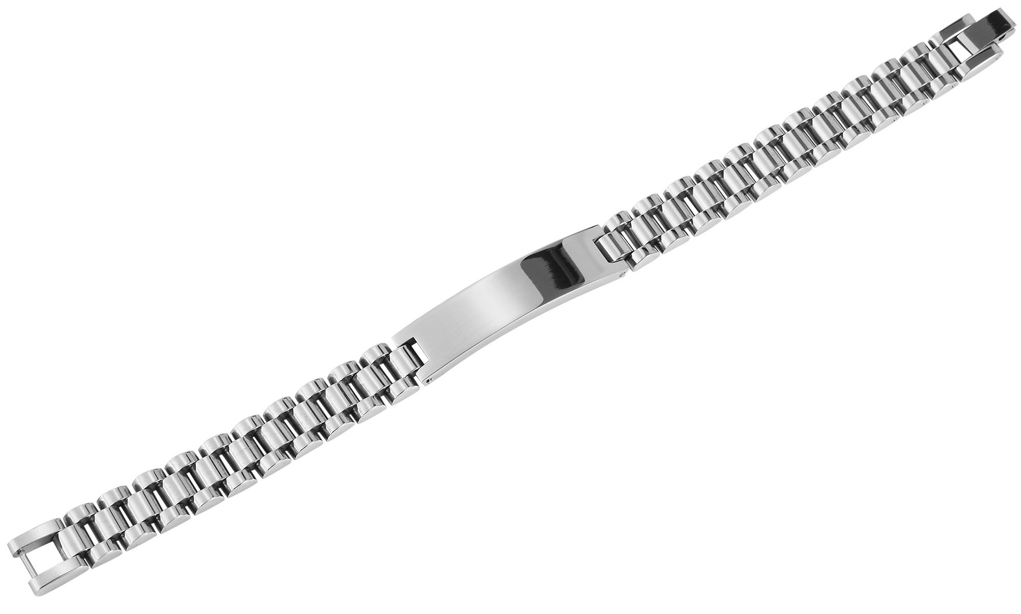 Akzent Edelstahlarmband, Gravurplatte, 21 cm, silberfarben