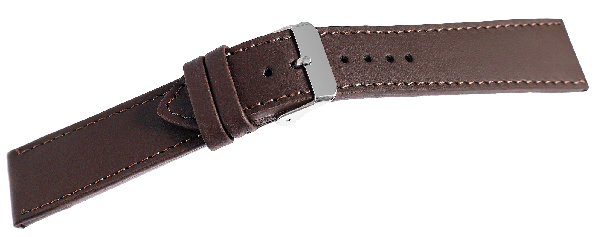 Echtleder Uhrenarmband, dunkelbraun, flach, VE-6, 20 mm