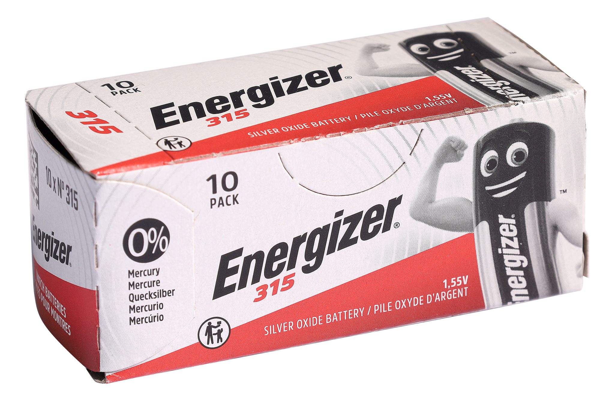 Energizer 315 Knopfzellen (10er-Pack) – 0% Quecksilber, 1,55V Silberoxid-Batterien