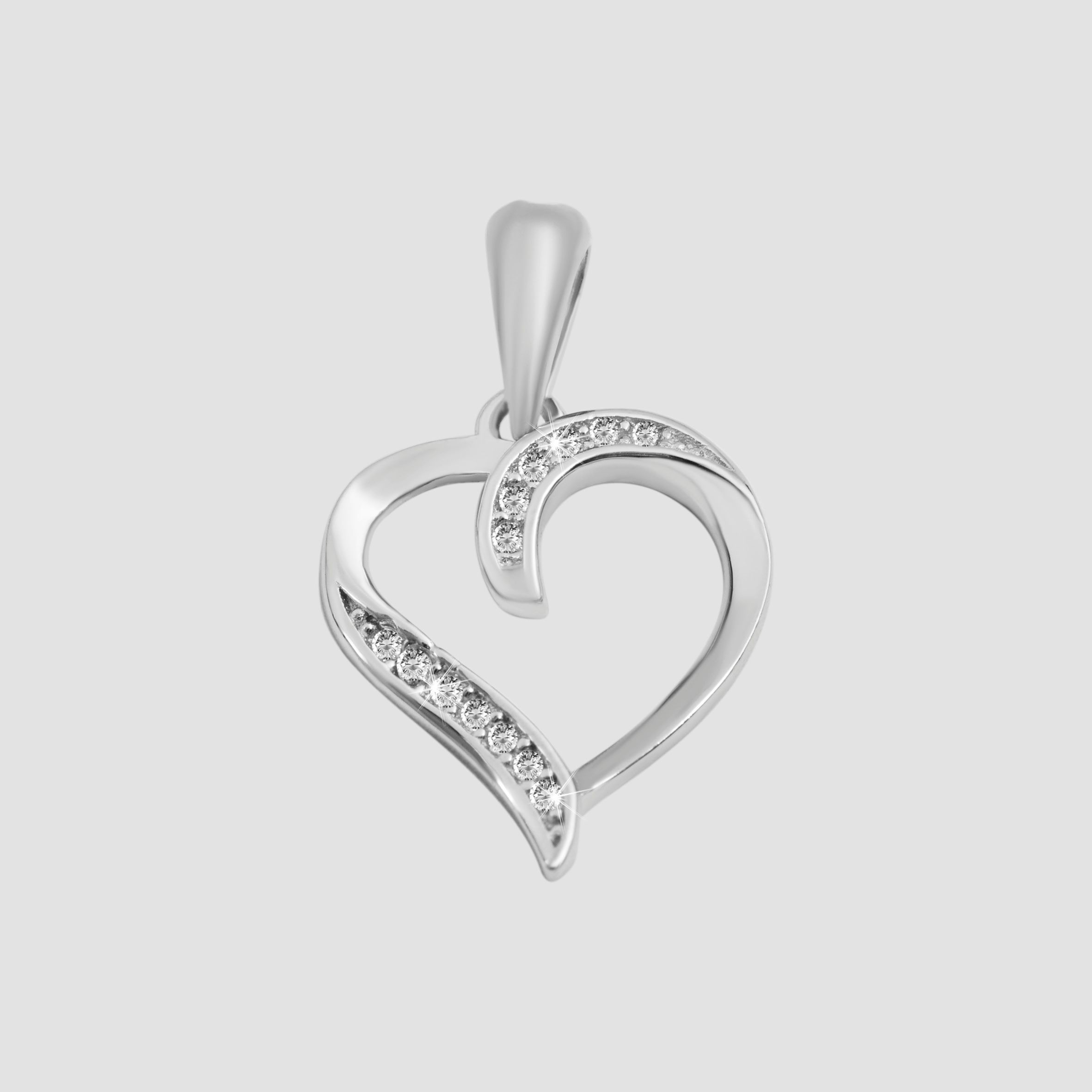 "Helina", 925/- Echt Silber Anhänger, Herz, Zirkonia, rhodiniert