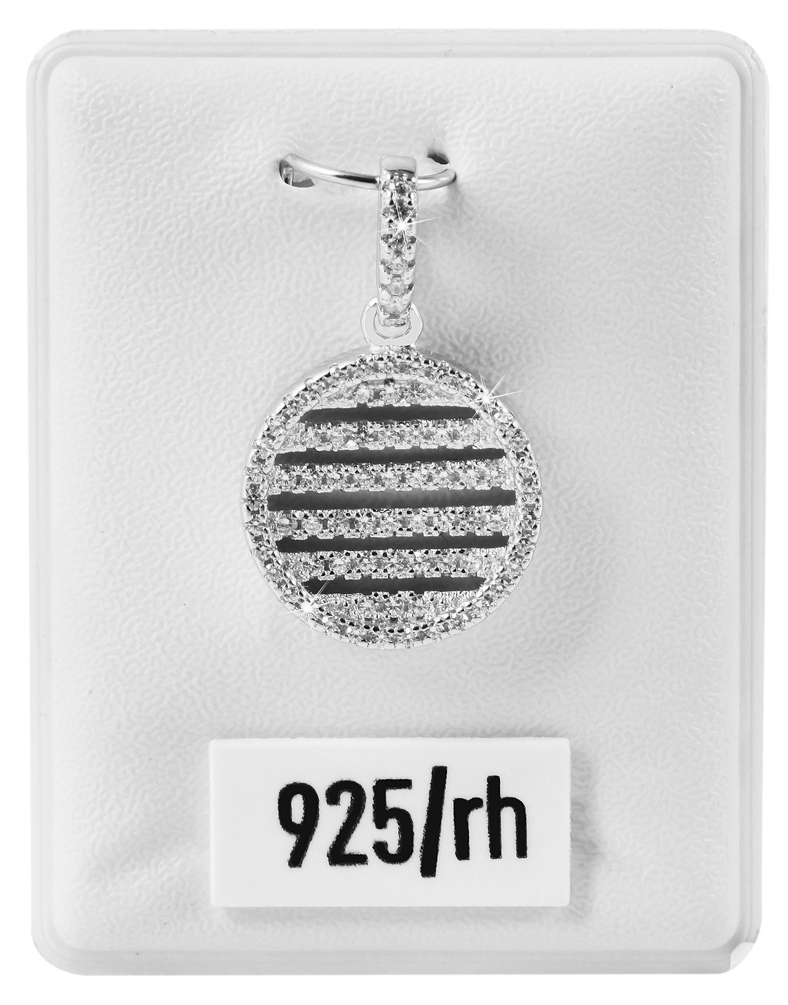925/- Echt Silber Anhänger ohne Kette "Maram", rund mit Zirkoniabesatz, 925/rhodiniert