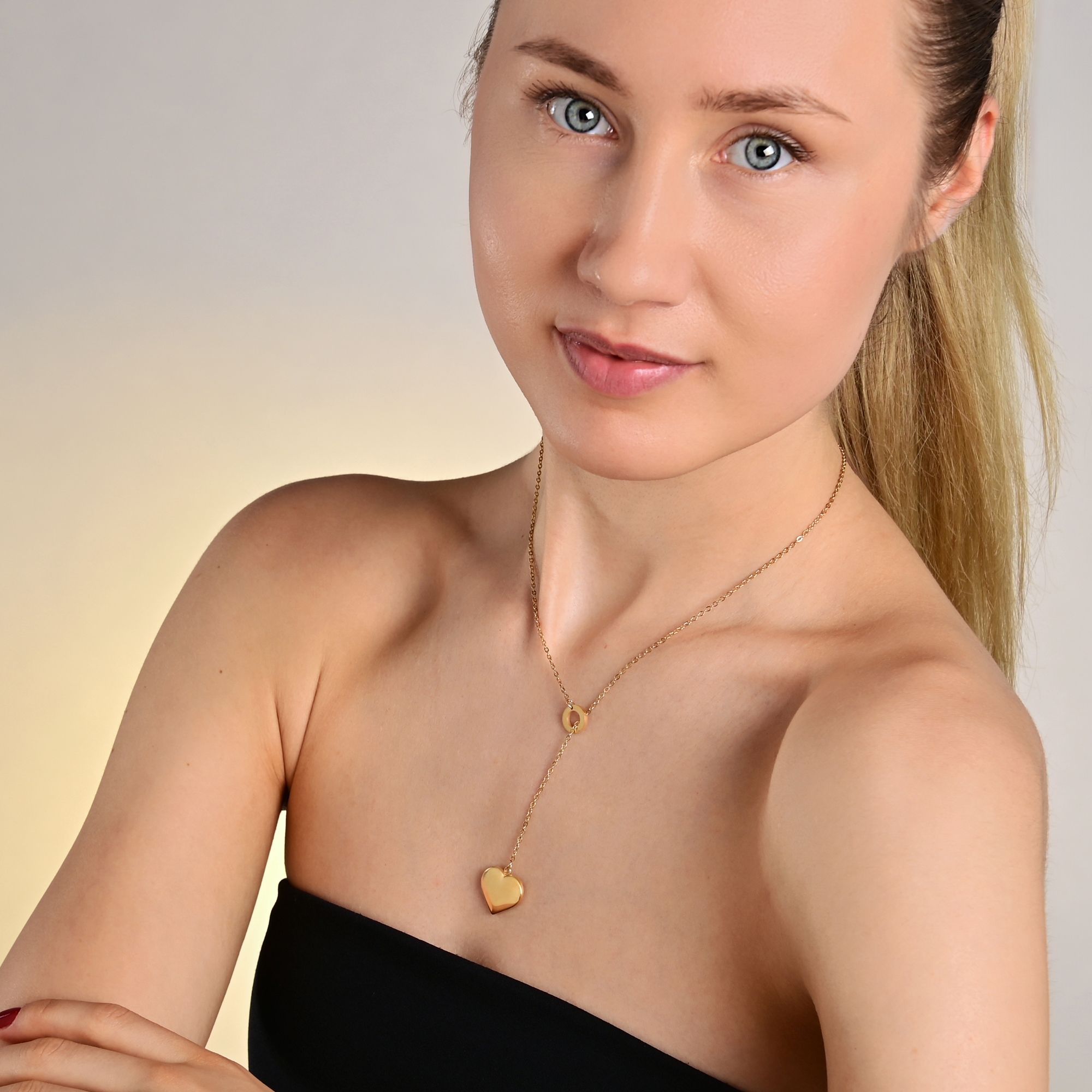 Edelstahl Ankerkette mit Anhänger, Länge 43+5cm, goldfarbig