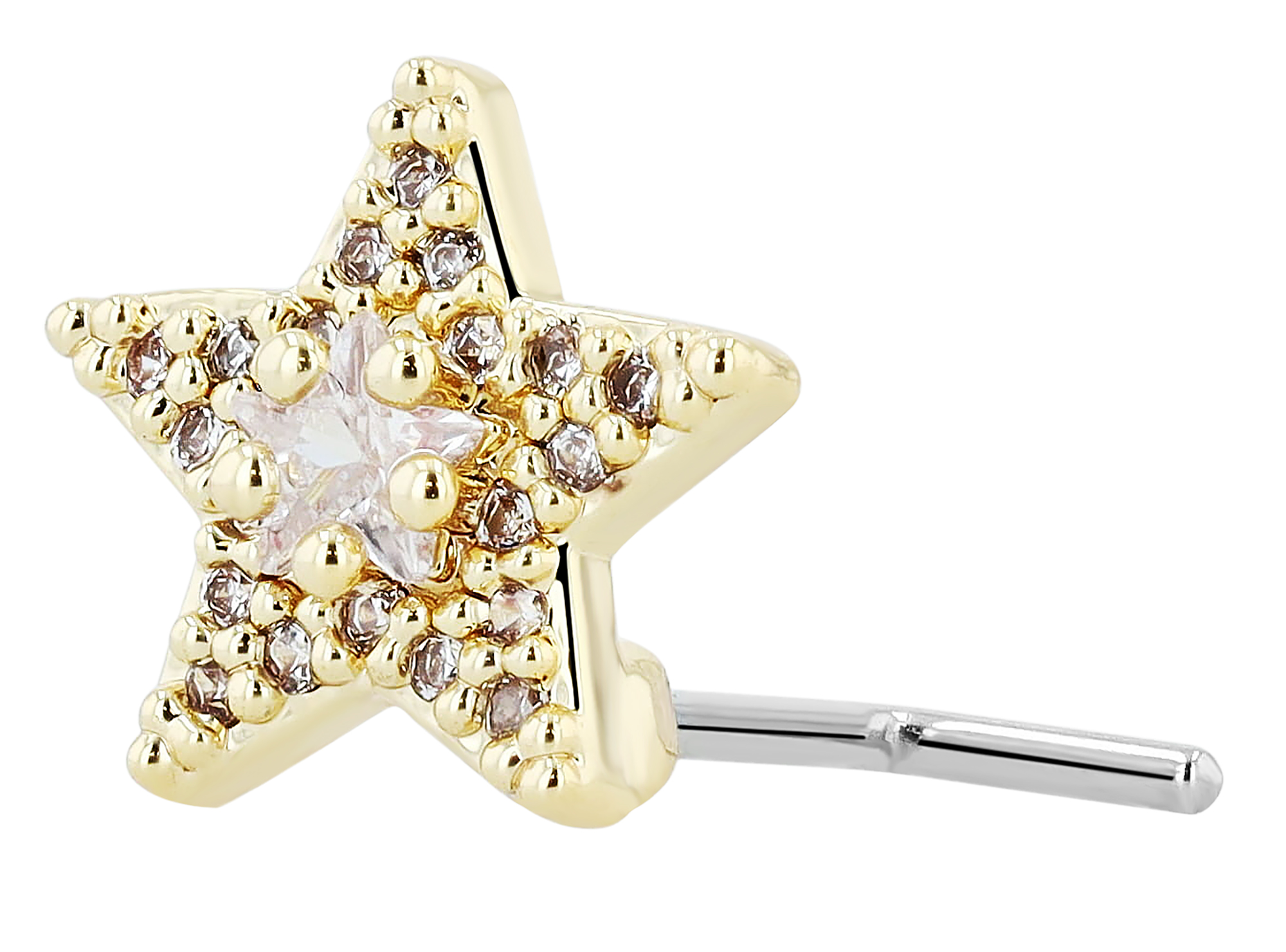 "Pakize" Nasenpiercing aus Edelstahl, L-Form, Stern, Ø 0,9mm/ Stablänge 7,5 mm, goldfarben