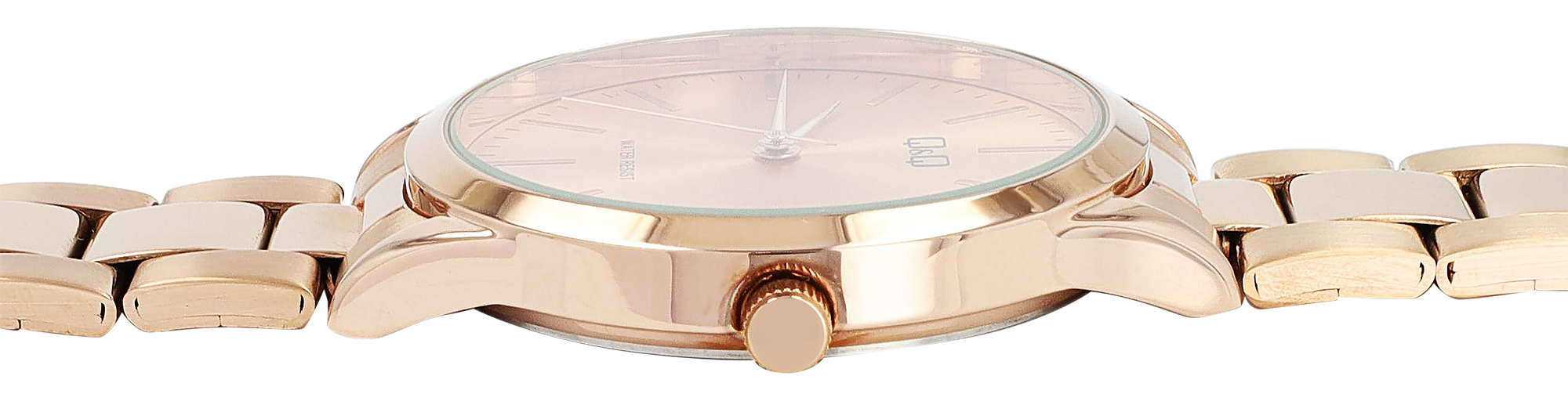 Q&Q Unisexuhr mit Metallband, Ø 40 mm, roségoldfarben