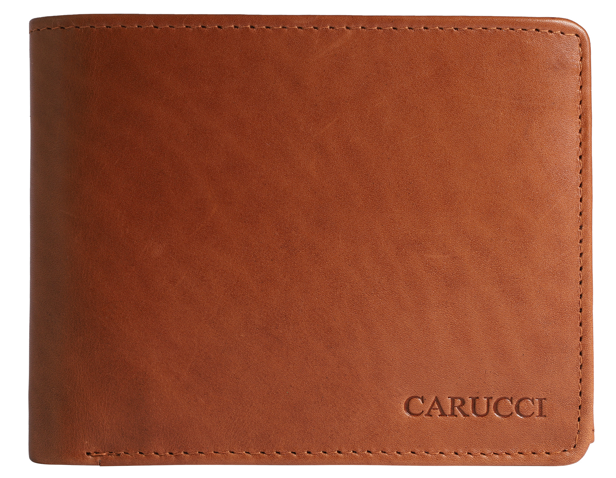 Carucci Echtleder (Cow Veg VT) Geldbörse mit Box, RFID, Querformat, braun (tan)