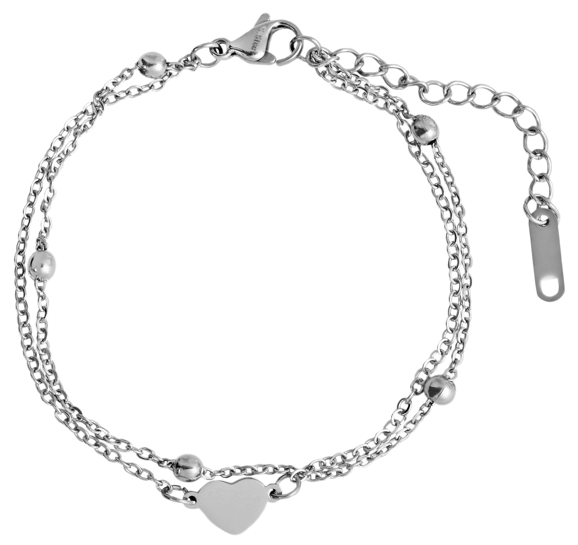 Akzent Armband aus Edelstahl, Herzelement, silberfarben