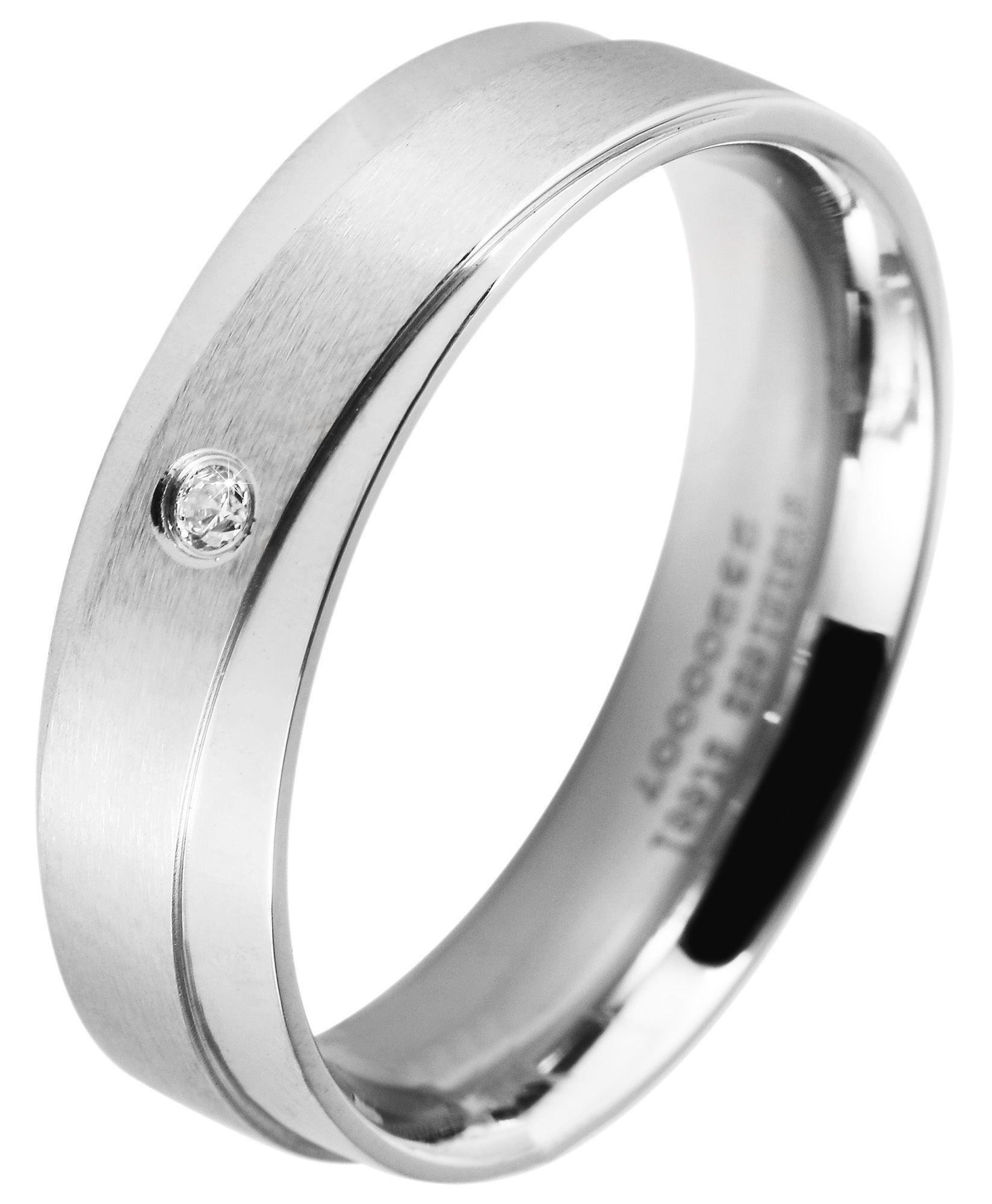 "Fantastic Feeling" Damen-Partnerring, Akzent, Edelstahl, Similibesatz, silberfarben, Gr. 62