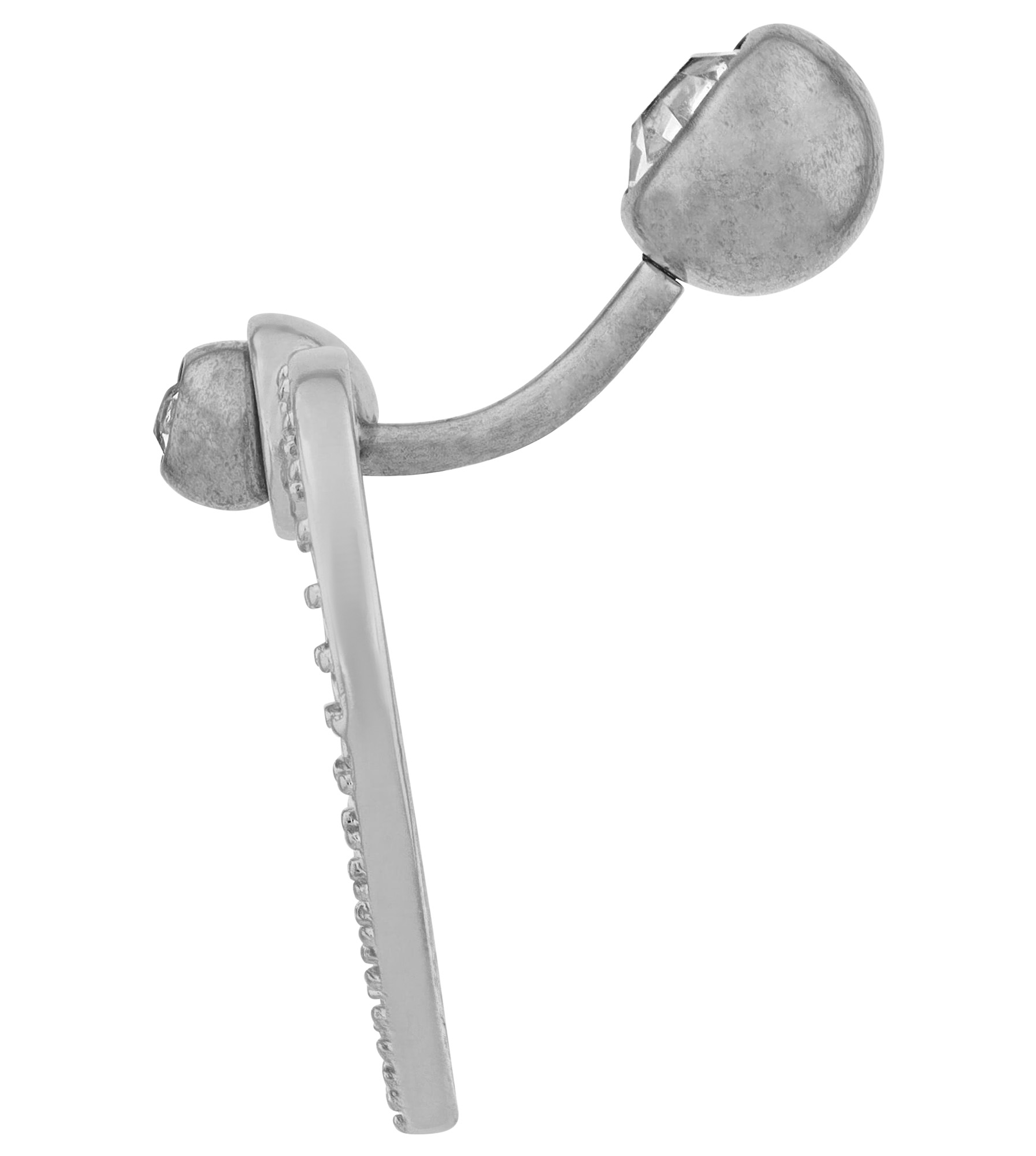 "Gitte" Edelstahl-Bronze Bauchnabelpiercing, Länge 11mm/ Stärke 1,8, Herz, Zirkonia, silberfarben