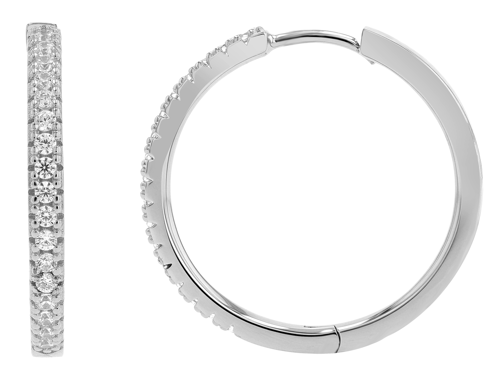 Sif Jakobs Jewellery 925/- Echt Silber Creolen "Ellera X-Grande" Ø 20 mm, weiße Zirkonia, rhod.