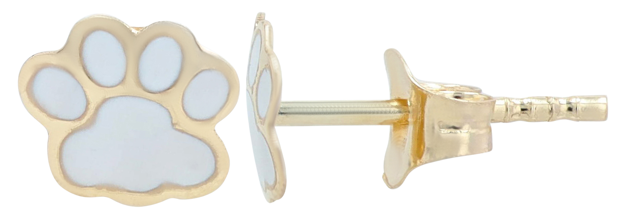 "Pfotenzauber - Sammy" 333/- Echt Gold Kinder Ohrstecker - Hundepfote, Gelbgold/ Emaille, 8 Karat