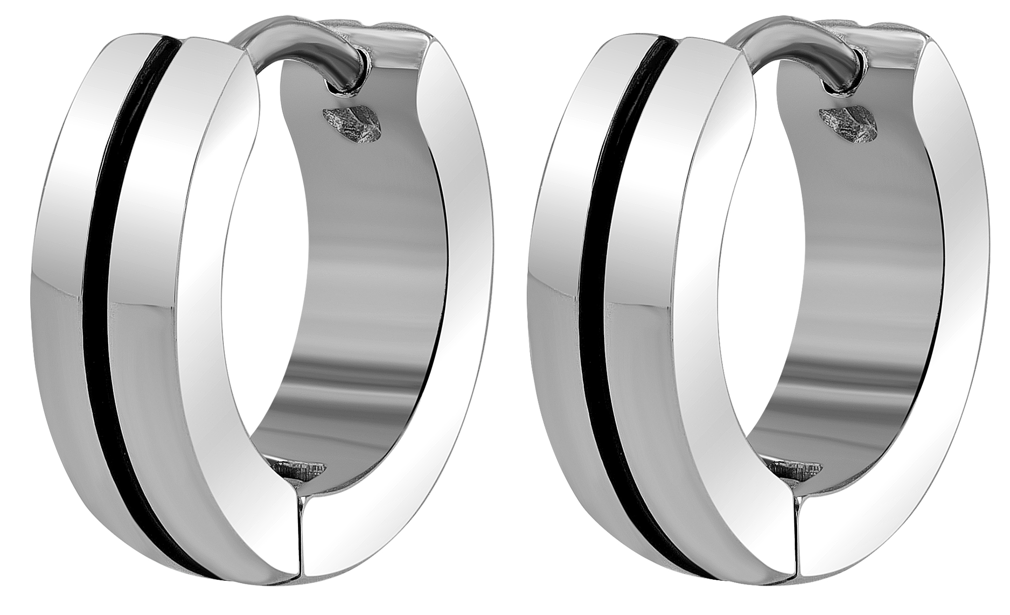 "Thane" Edelstahl Creolen Ø 8,5 mm (Herren/ Unisex), bicolor (silberfarben/ schwarz)