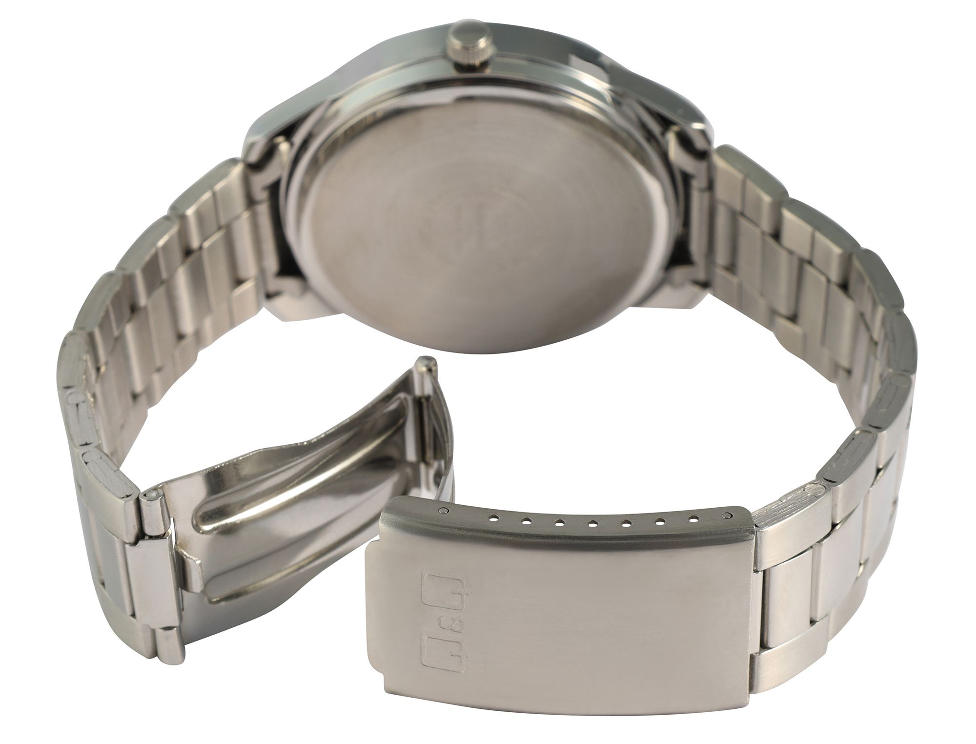 Q&Q Herrenuhr mit Gliederarmband aus Edelstahl, 5 ATM, silberfarben/ZB weiß