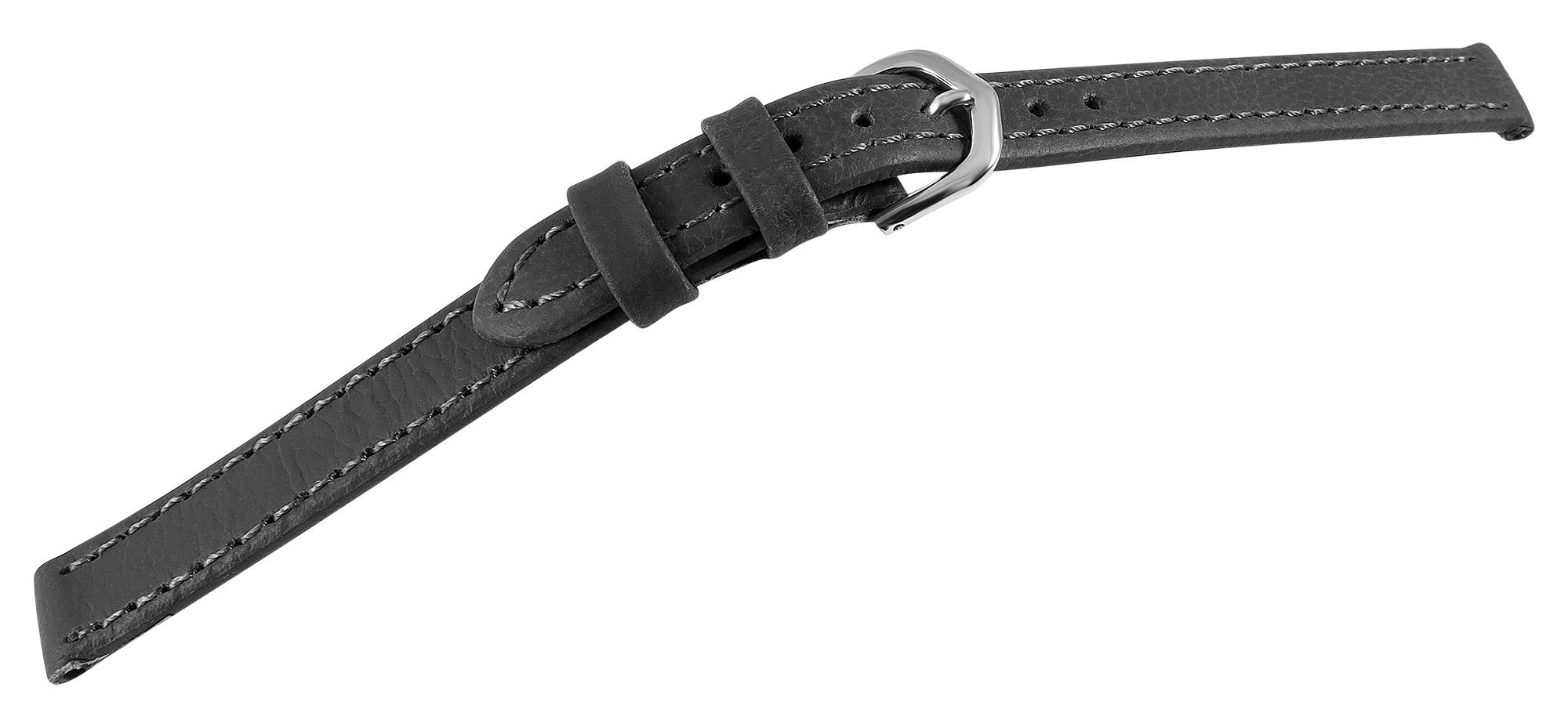 Echtleder-Uhrenarmband "super-soft", dunkelgrau, Naht, 10 mm