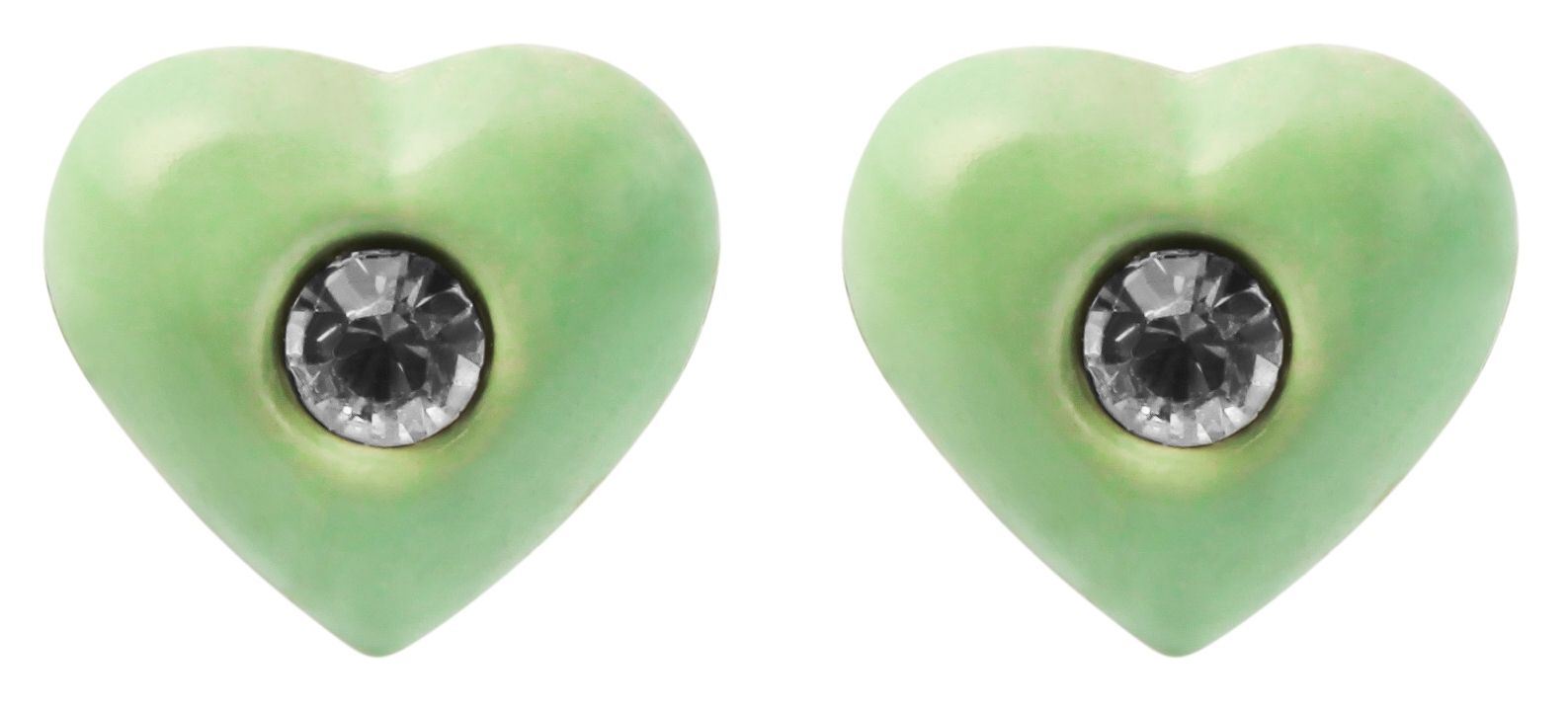 925/- Echt Silber Kinder Ohrstecker "Amanda", Herz mit Similistein, hellgrün