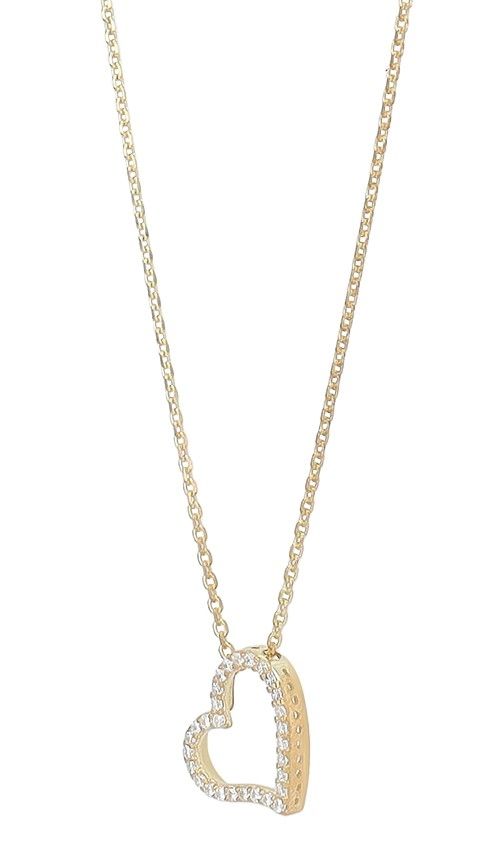 "Milla" 925er Echt Silber Kette (45 cm) mit Anhänger - Herz, Zirkonia, vergoldet