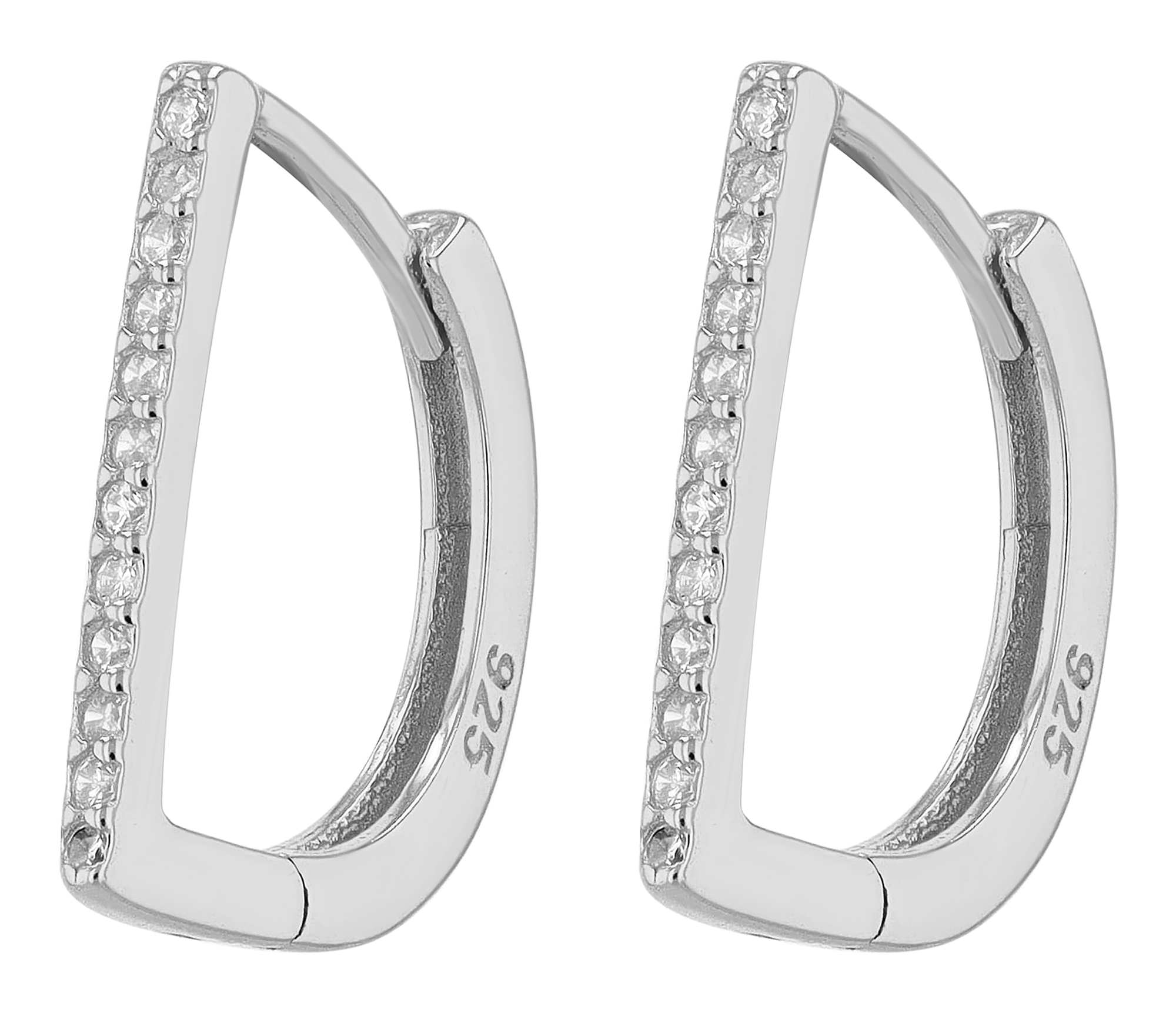 "Marielle" 925/- Echt Silber Creolen, Zirkonia, silberfarben rhodiniert