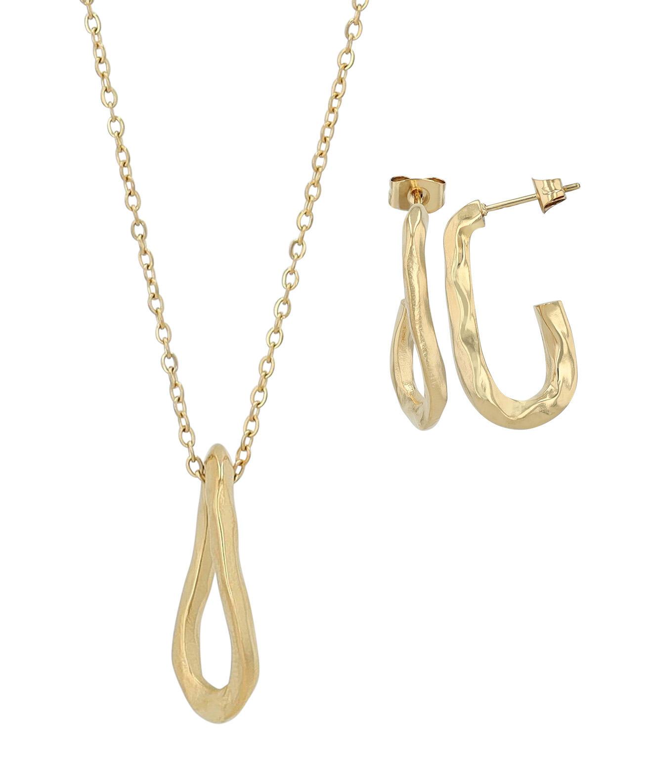 "Leila" Edelstahl Schmuckset mit Ohrsteckern und Anhänger, goldfarben