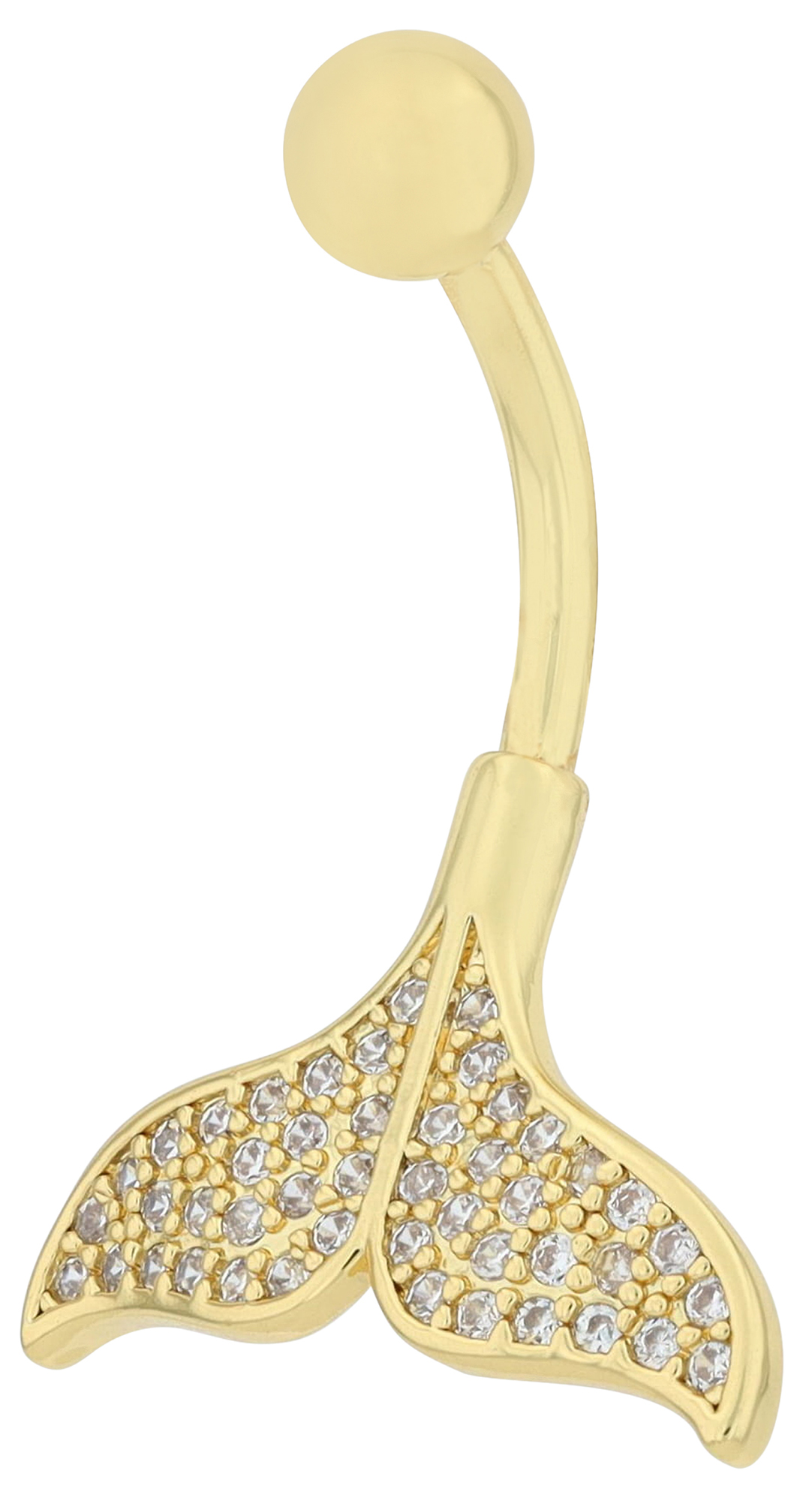 "Emy" Edelstahl-Bronze Bauchnabelpiercing. Länge 10 mm/ Stärke 1,8 mm, Walflosse, goldfarben