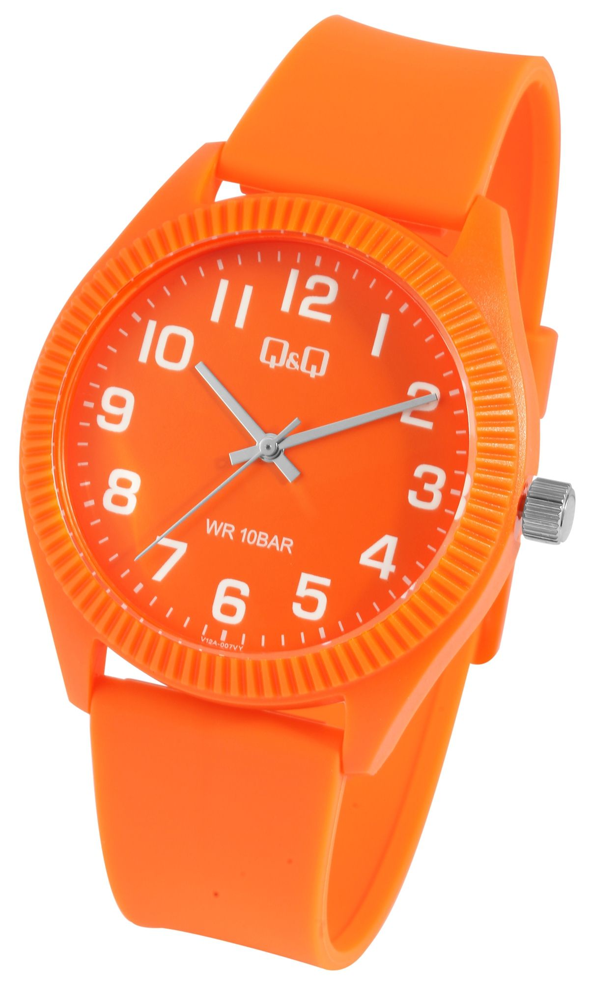 Q&Q Unisexuhr mit Silikonarmband, 10 Bar, orange