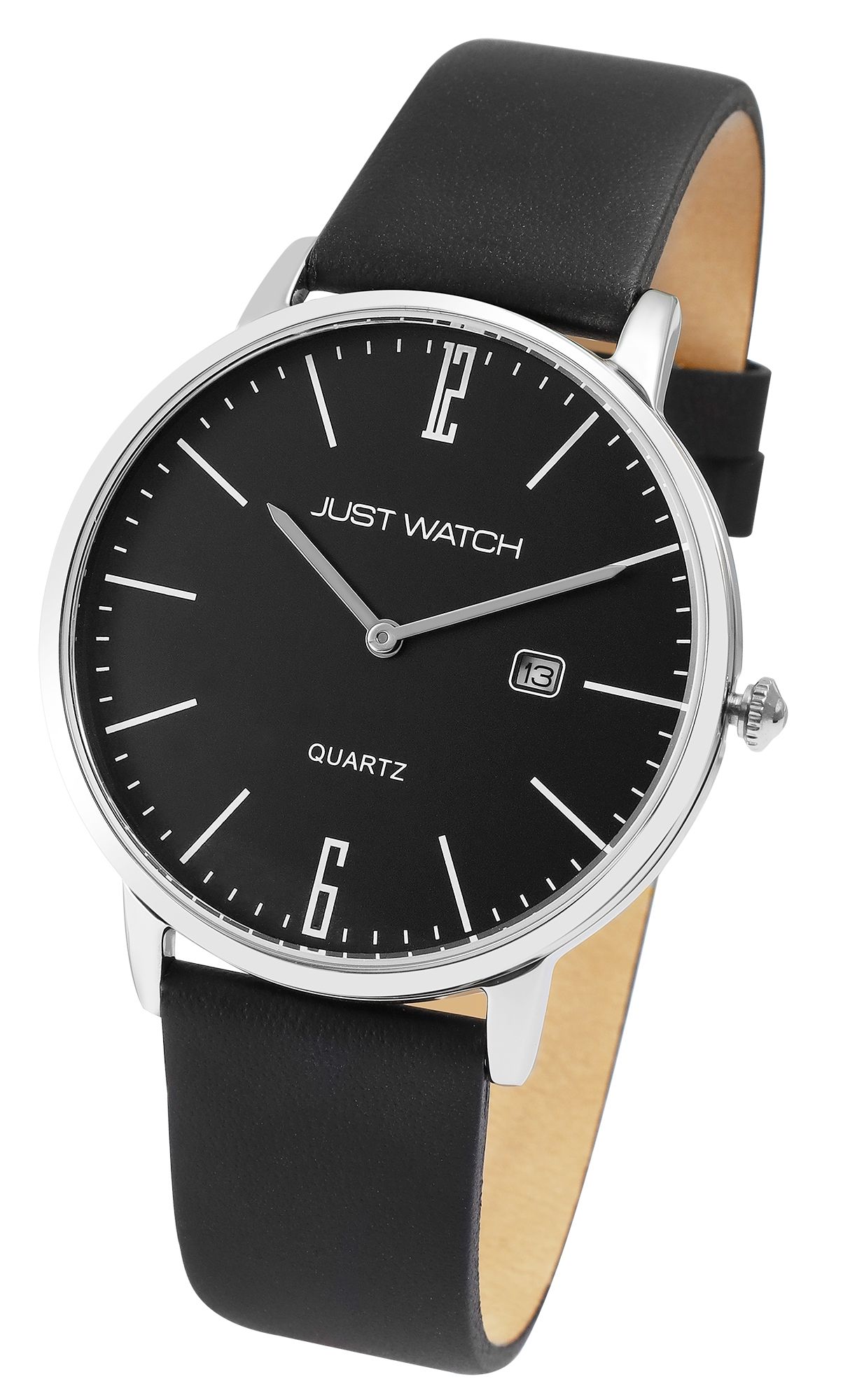 Just Watch Herrenuhr Echtlederband schwarz