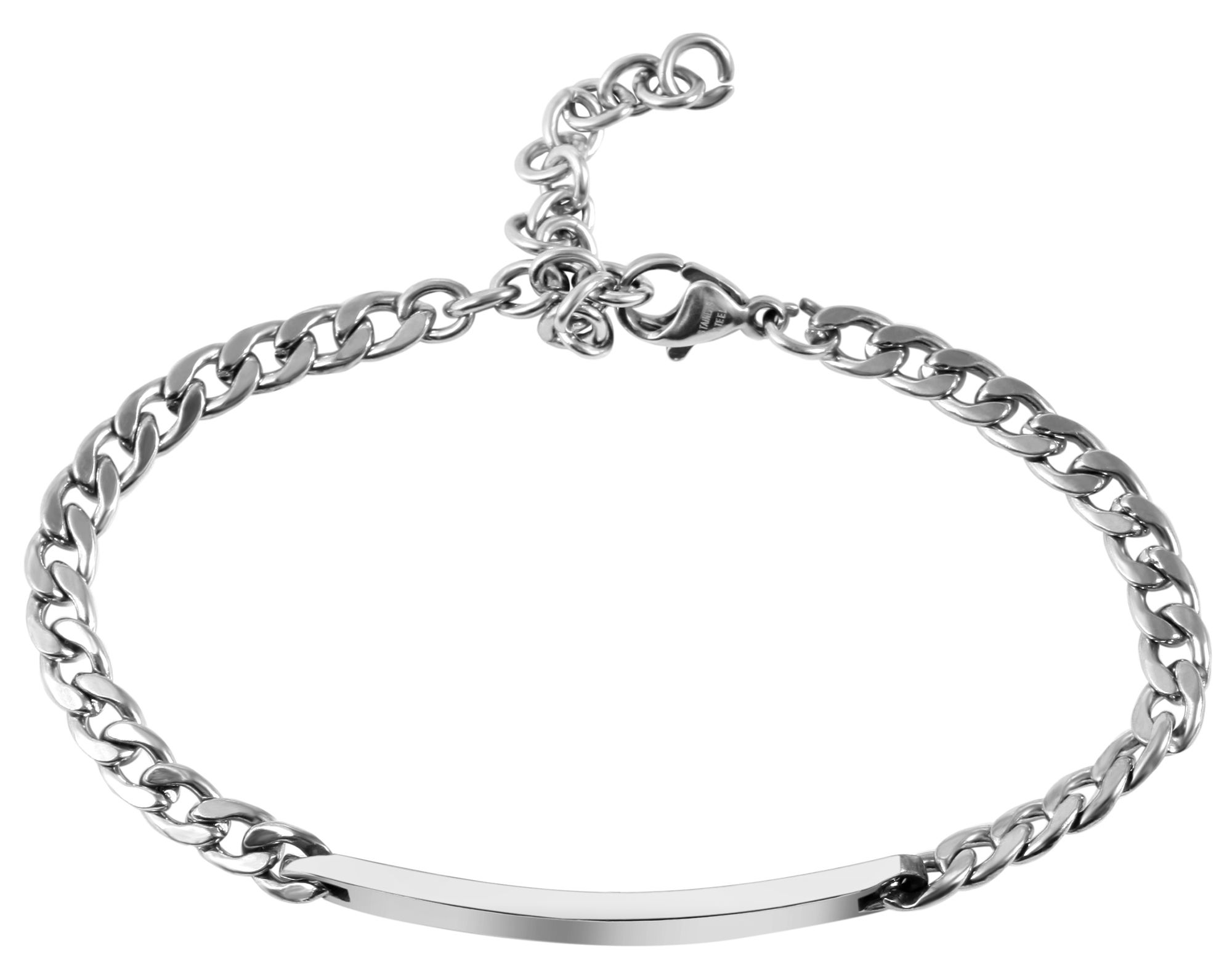 Raptor Panzerarmband aus Edelstahl, Gravurplatte, 16+5cm, silberfarben