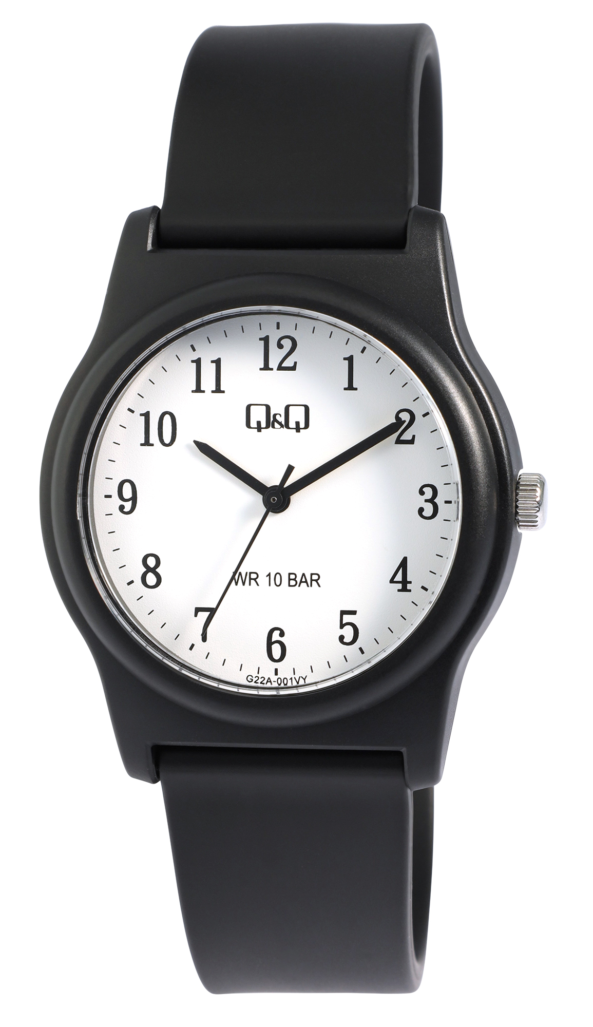 Q&Q Uhr für Herren & Jugendliche, Resinband, Ø 38 mm, schwarz/ weiß