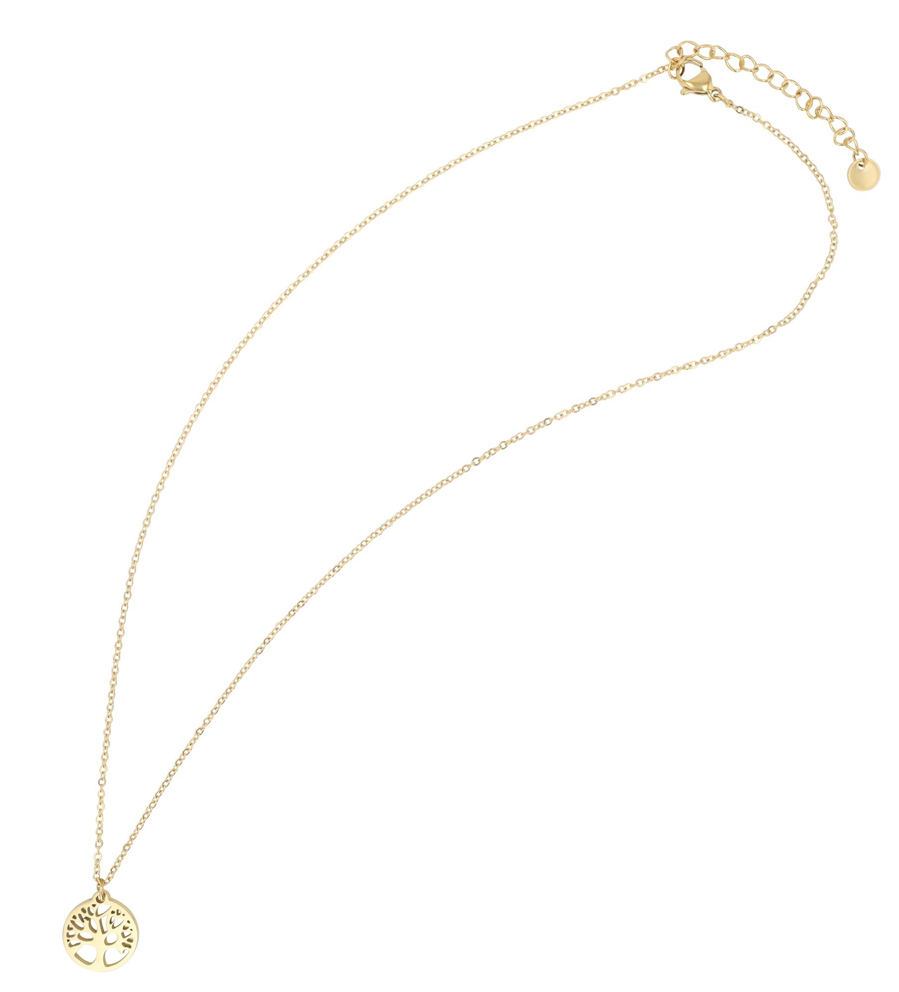 "Junia" Edelstahl Kette mit Anhänger - Lebensbaum, 43 + 5 cm, goldfarben