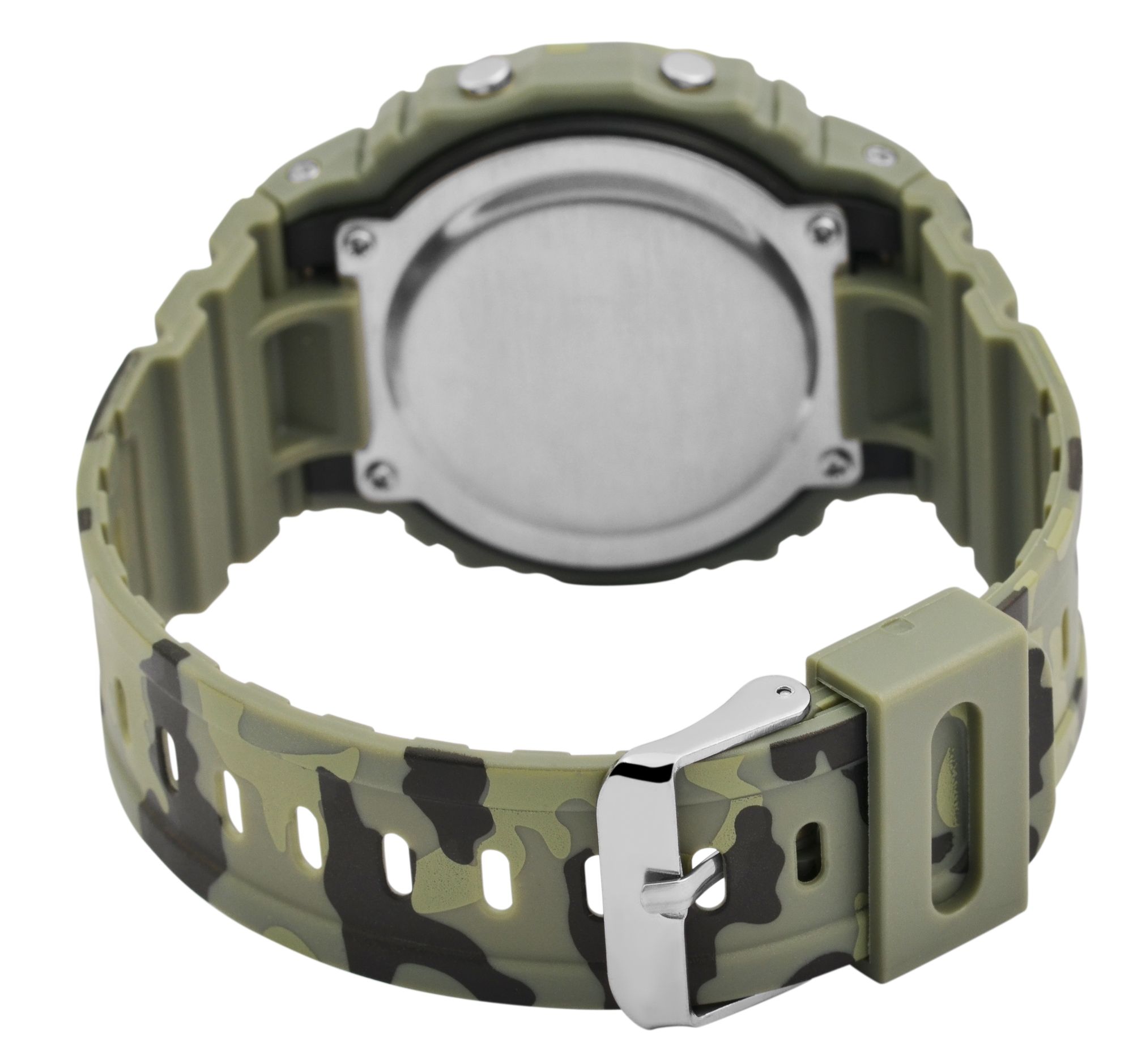 Xinjia Herren Digitaluhr Ø 44 mm,, Kunststoff/ Silikonarmband, Camouflage Print, olive grün/ schwarz