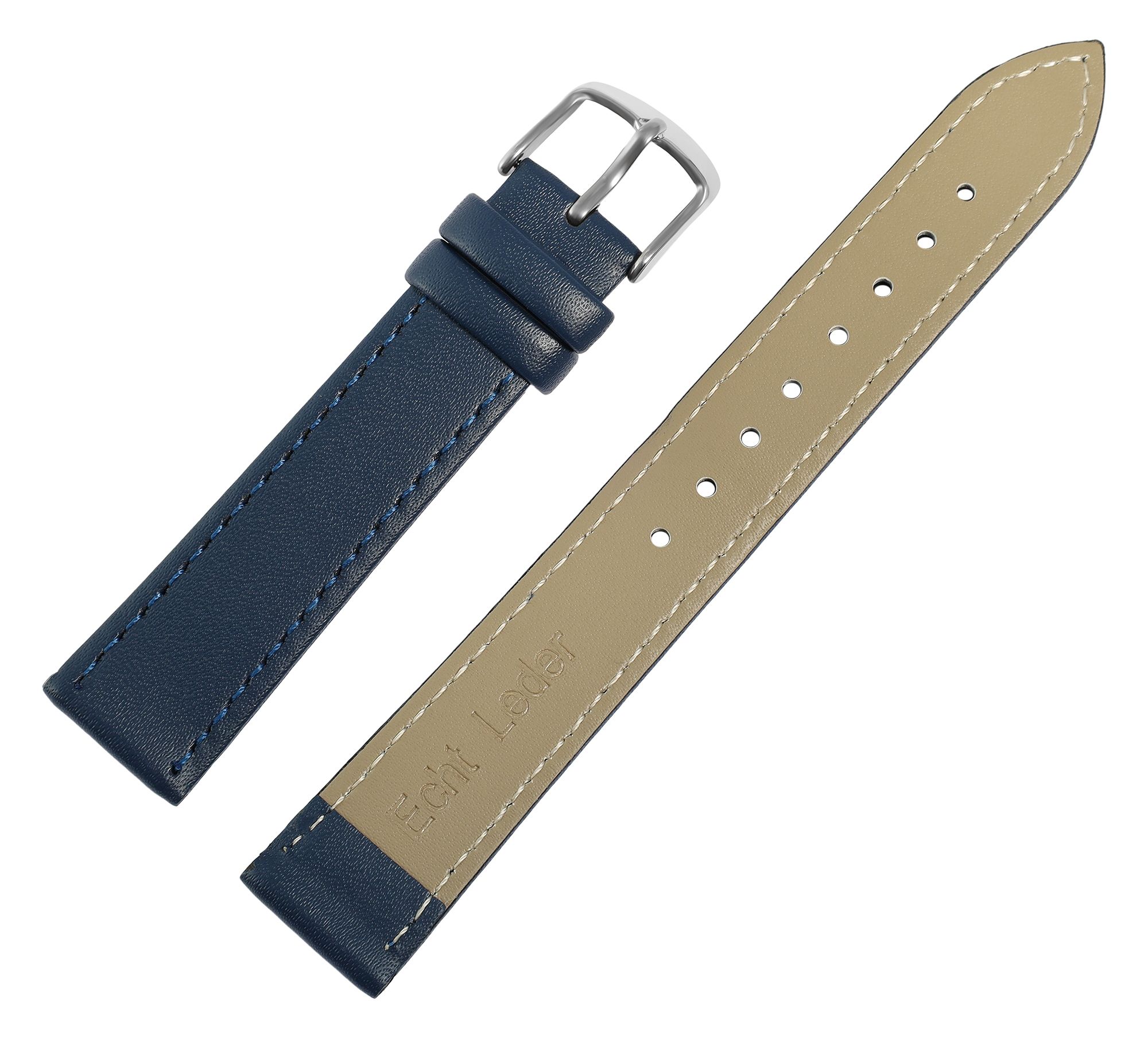 Echtleder-Uhrenarmband, dunkelblau, 20 mm