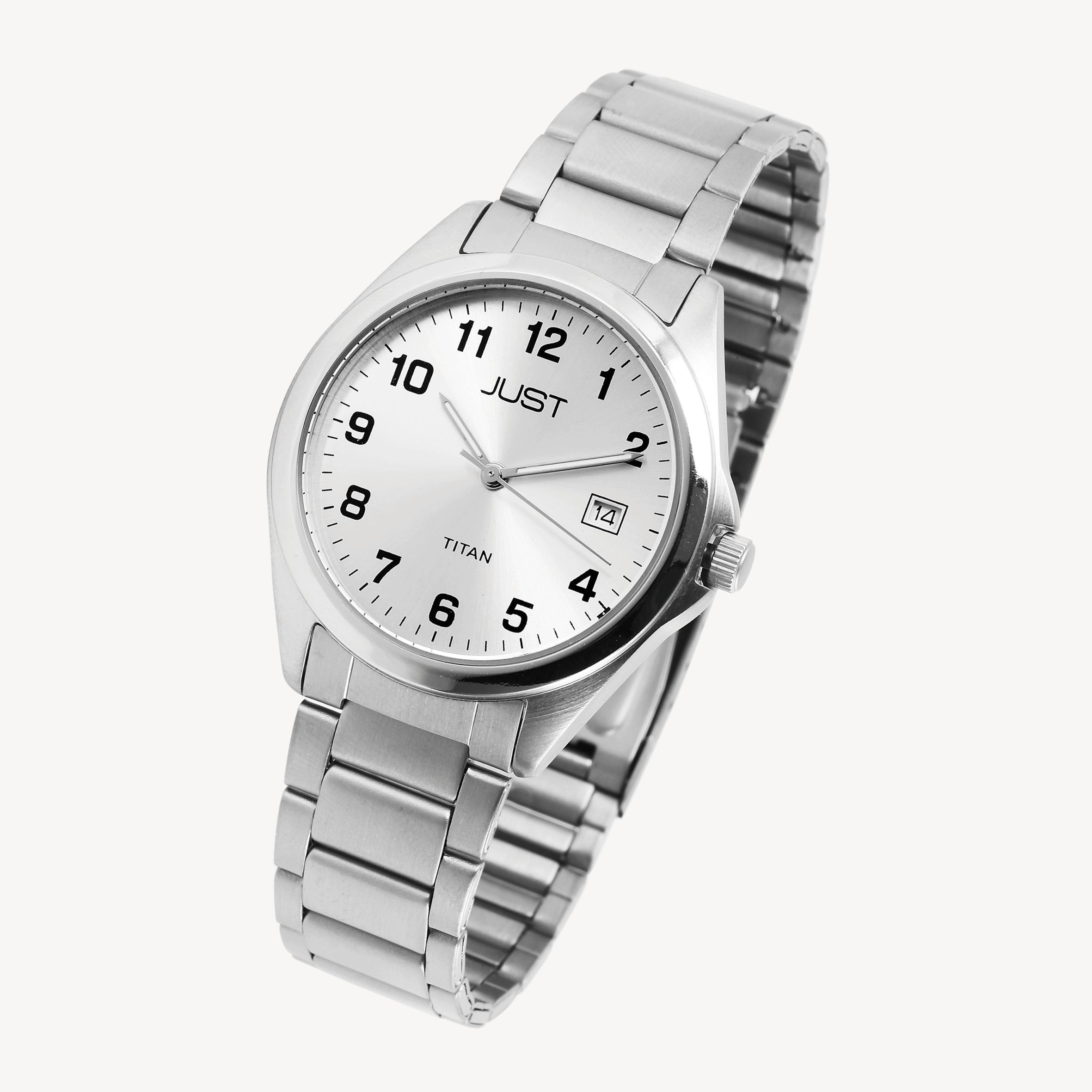 Just Herrenarmbanduhr aus Titan, silberfarben
