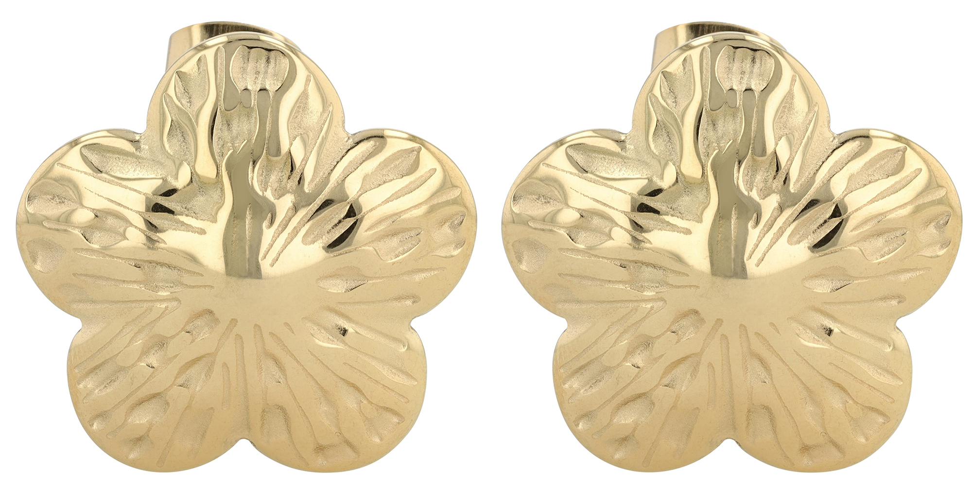 "Alja" Edelstahl Ohrstecker, Blüte, goldfarbig