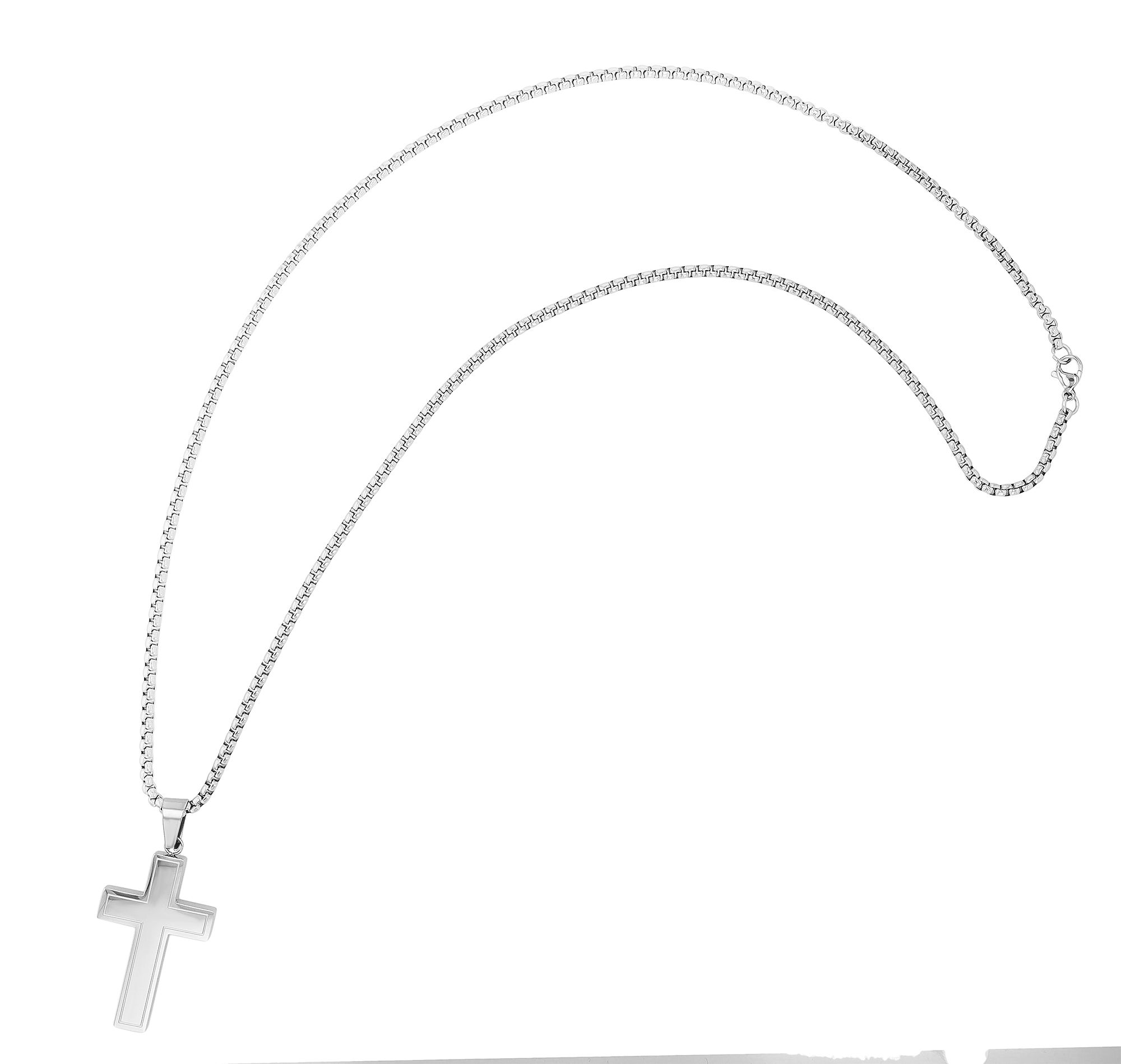 "Isoke" Erbskette mit Anhänger, Kreuz, Edelstahl, 61 cm, silberfarben