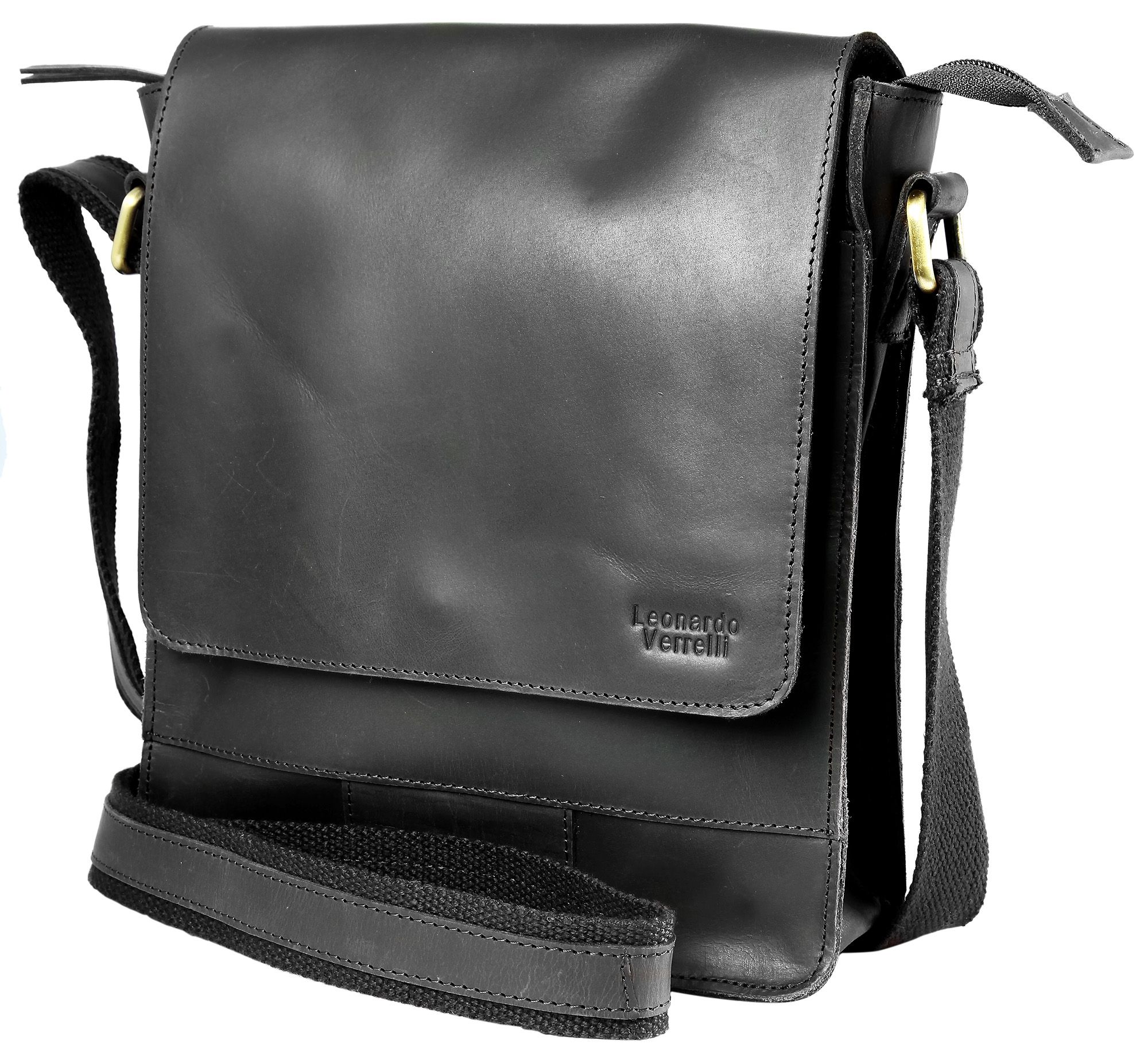"Sirin" Leonardo Verrelli Echtleder Umhängetasche Echtledertasche, schwarz