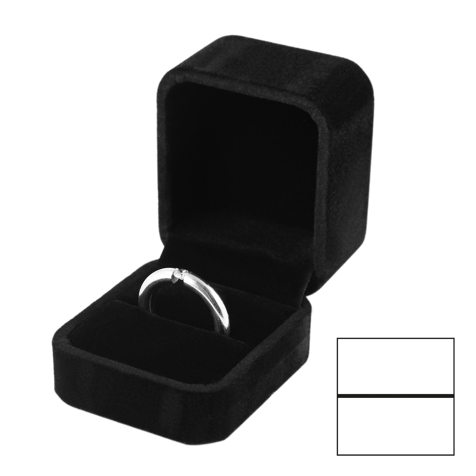 Ringbox, Samt, schwarz, 6 cm x 5 cm x 4,5 cm
