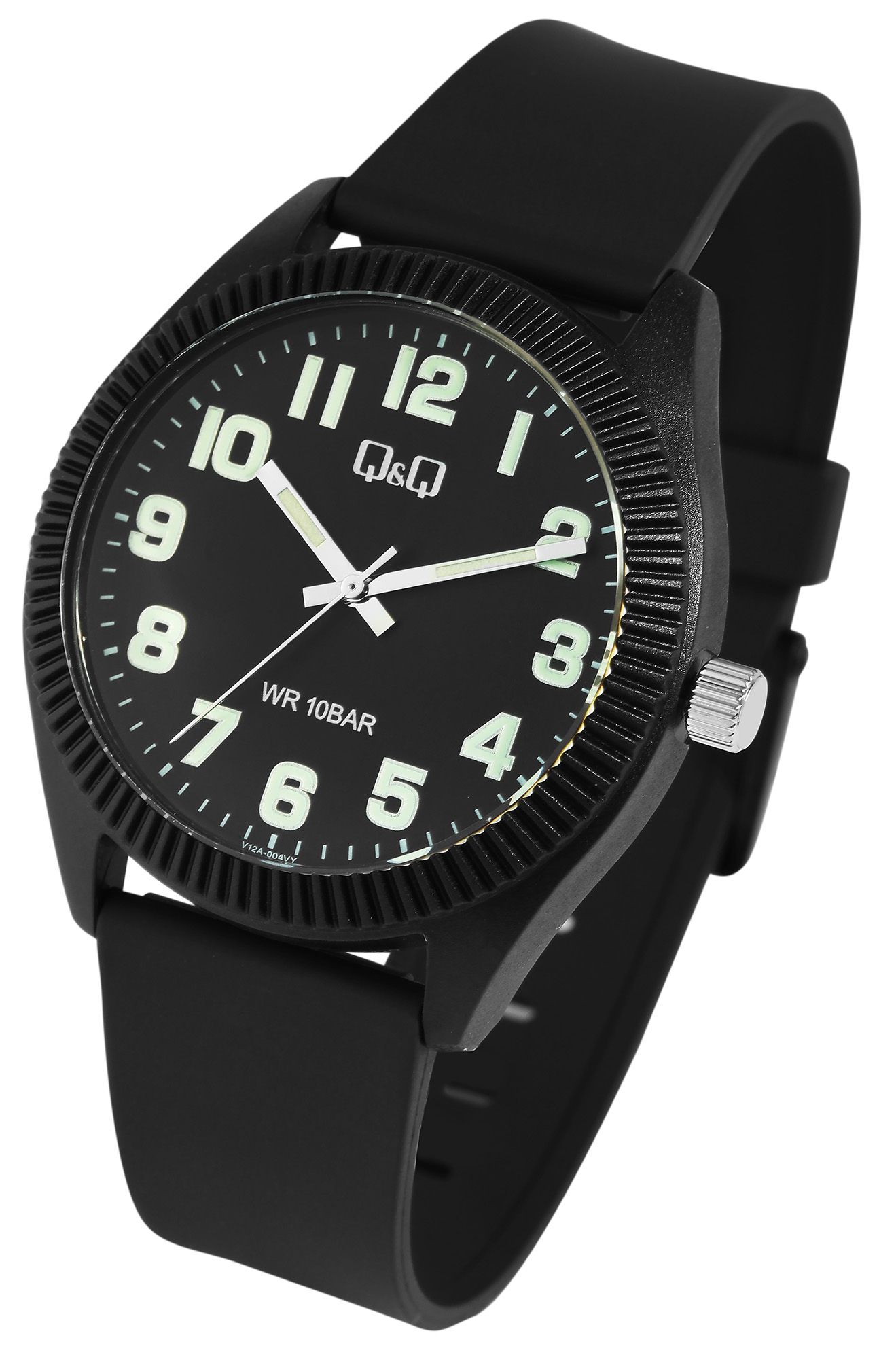 Q&Q Herrenuhr mit Silikonarmband, Ø 41 mm, schwarz
