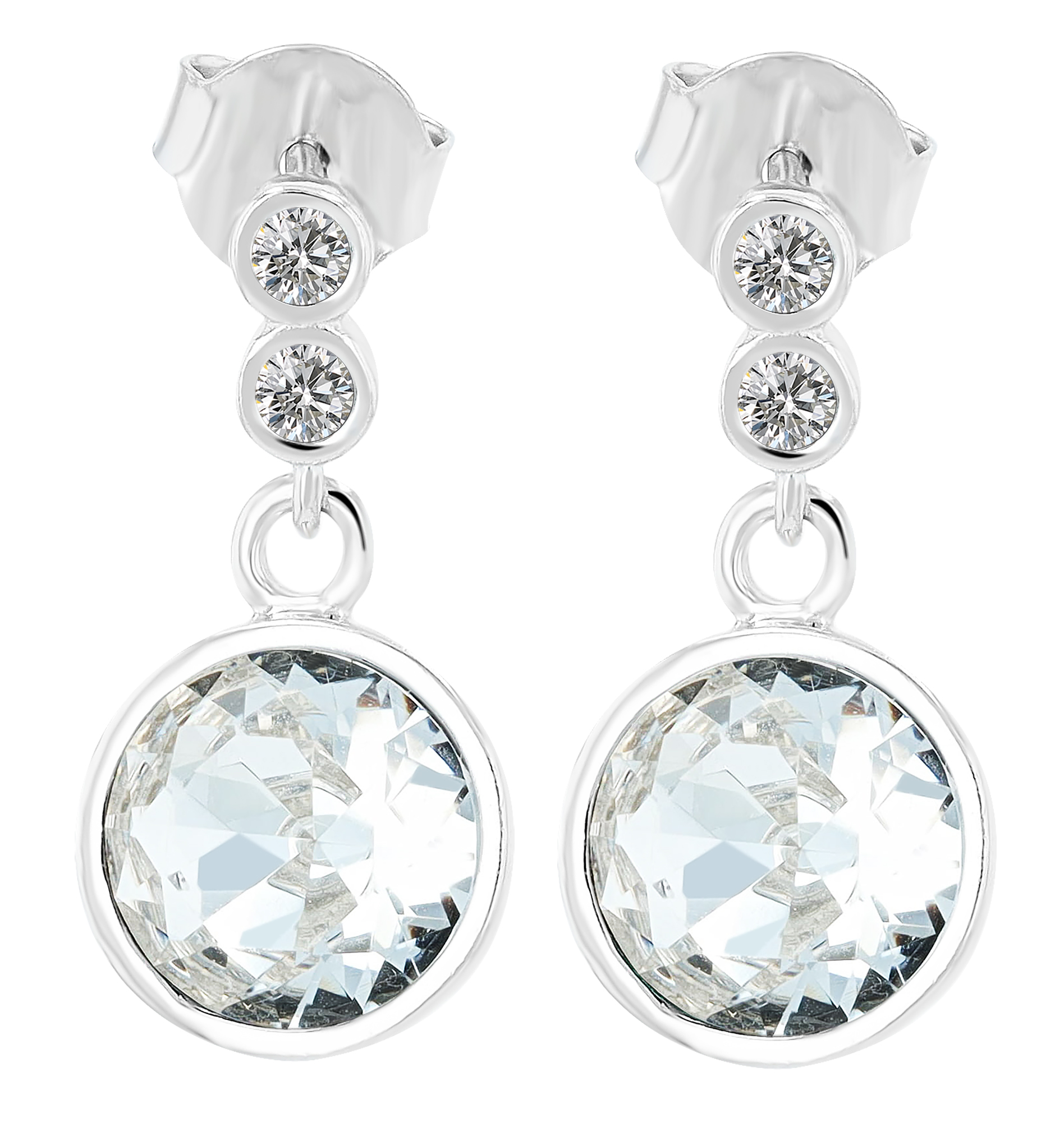 "Kristin" 925/- Echt Silber Ohrhänger, silberfarben mit Zirkonia (weiß)