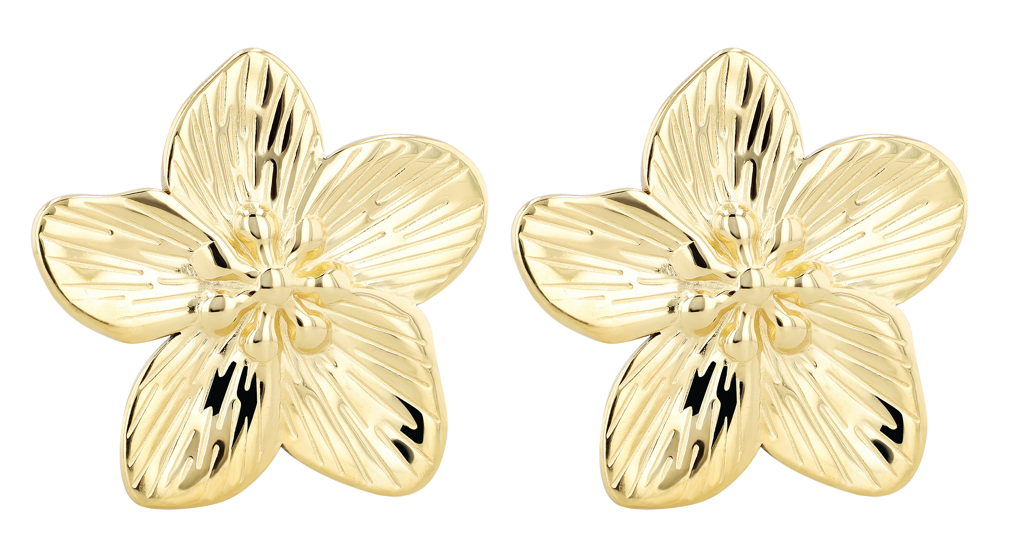 "Valea " Edelstahl Statement Ohrstecker - Blüte, goldfarben