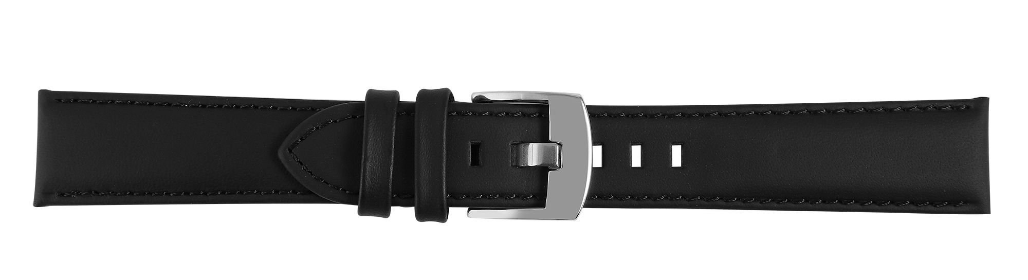 Echtleder-Uhrenarmband "super-soft", schwarz, Naht, 20 mm